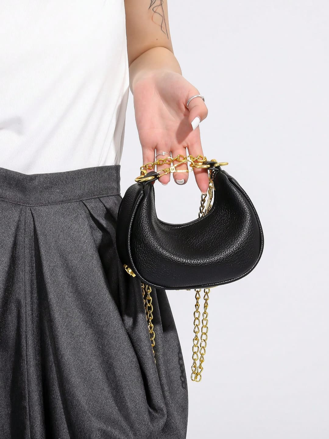 Summer Fashionable Vintage Style Business Casual Moon Shaped Women's Bag, Simple Retro Chain Shoulder & Crossbody Bag