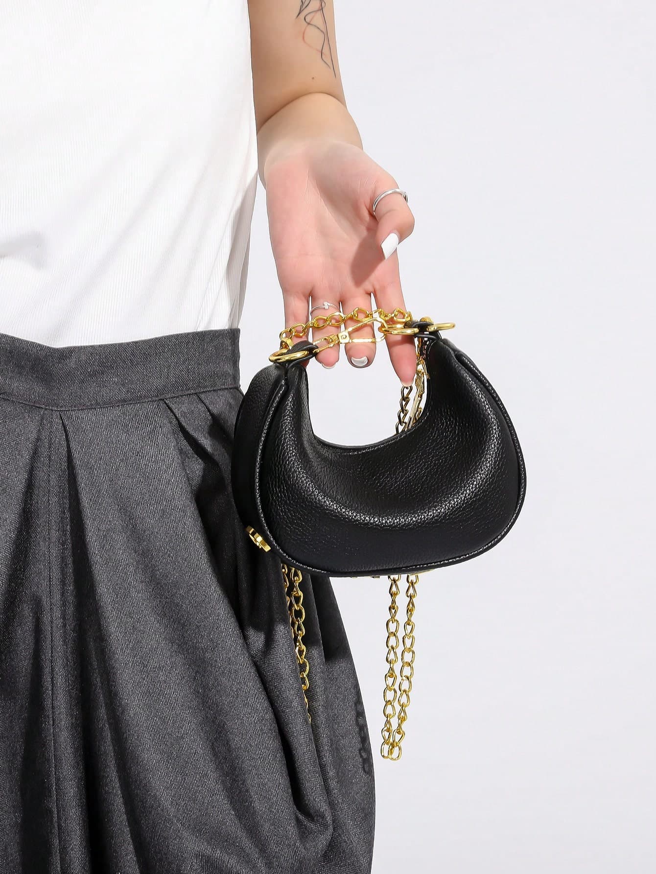 Summer Fashionable Vintage Style Business Casual Moon Shaped Women's Bag, Simple Retro Chain Shoulder & Crossbody Bag