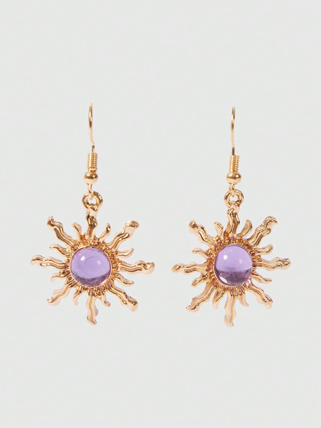ROMWE Fairycore Unique Cold Golden & Green Sun Shaped Earrings