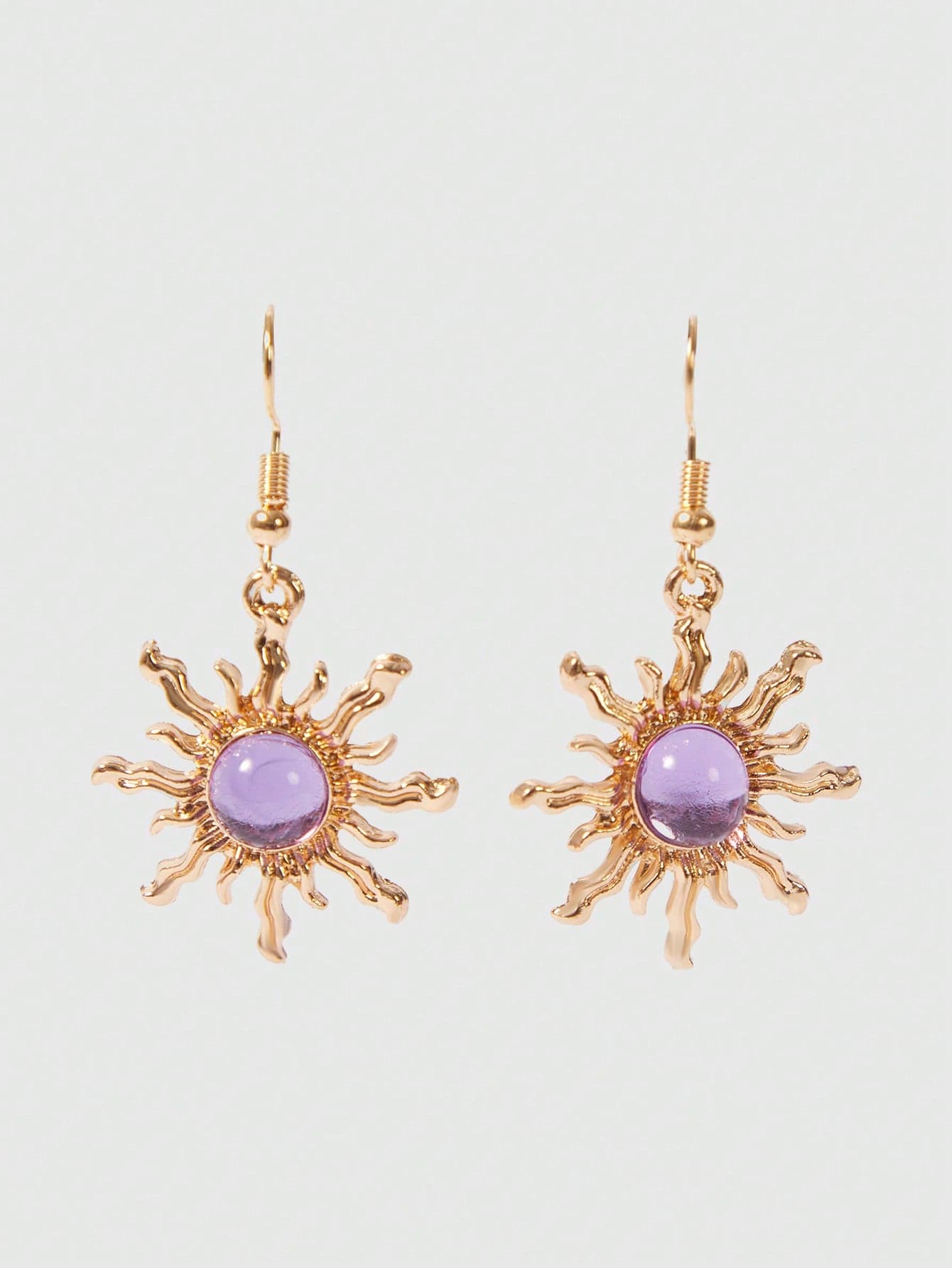 ROMWE Fairycore Unique Cold Golden & Green Sun Shaped Earrings