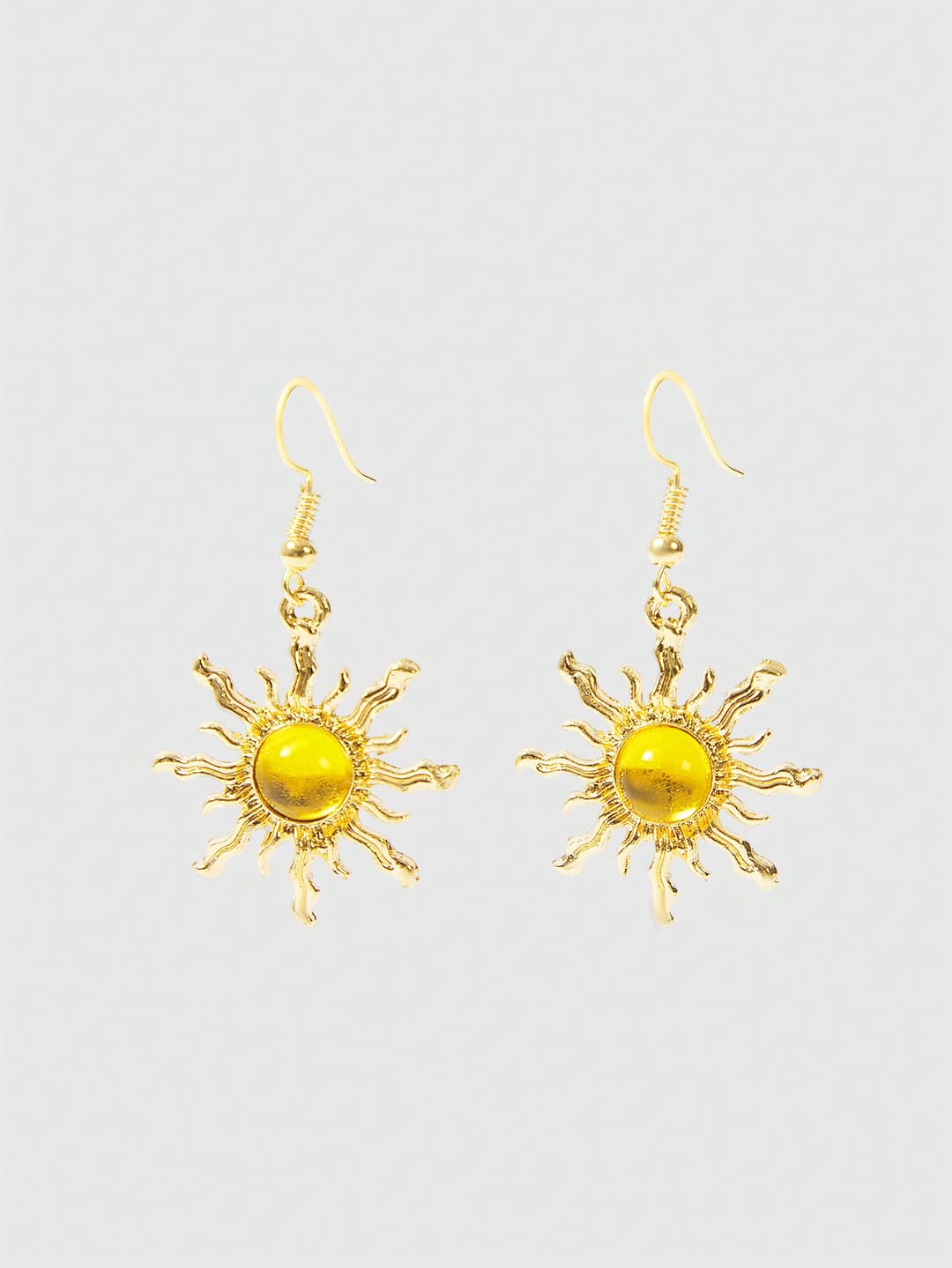 ROMWE Fairycore Fashionable Green Sun Shaped Gold Dangle Earrings