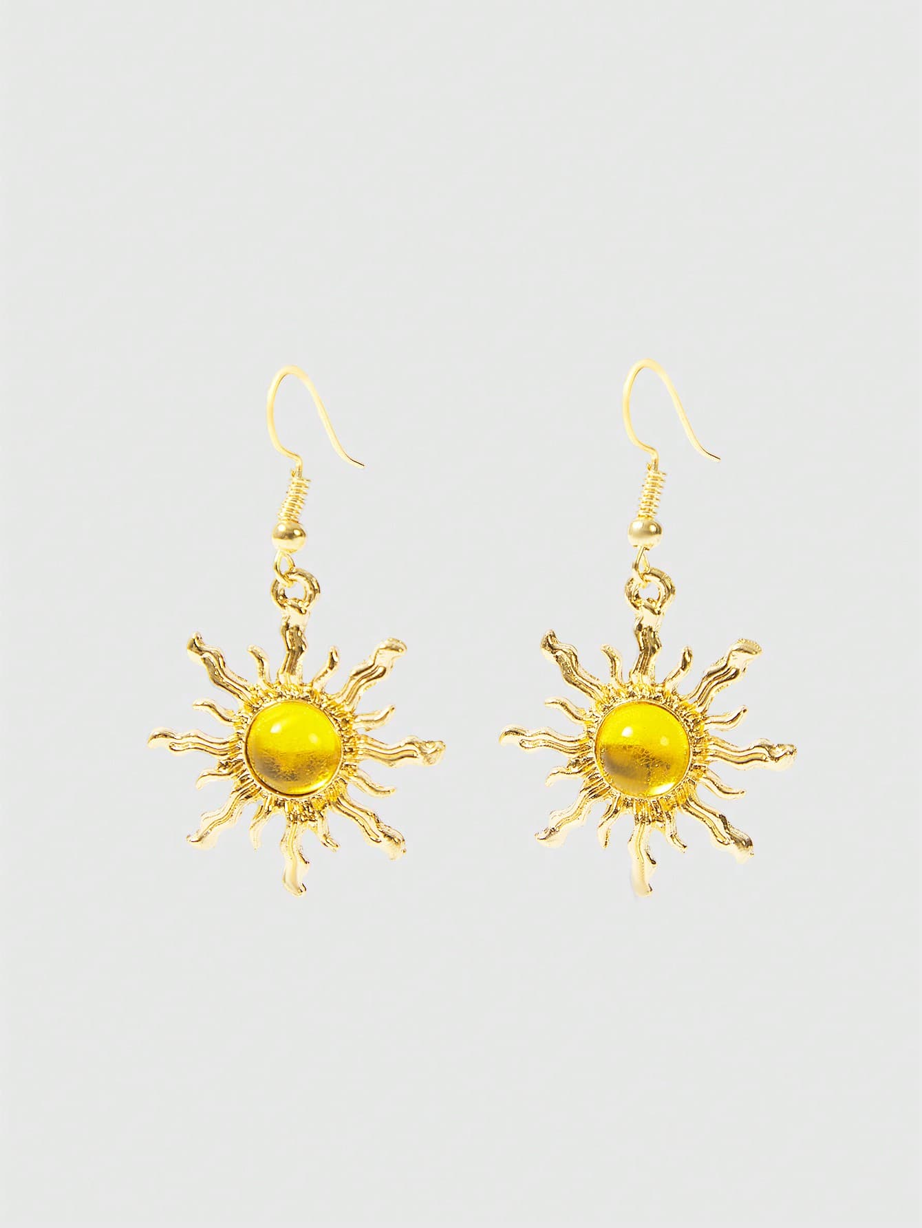ROMWE Fairycore Fashionable Green Sun Shaped Gold Dangle Earrings