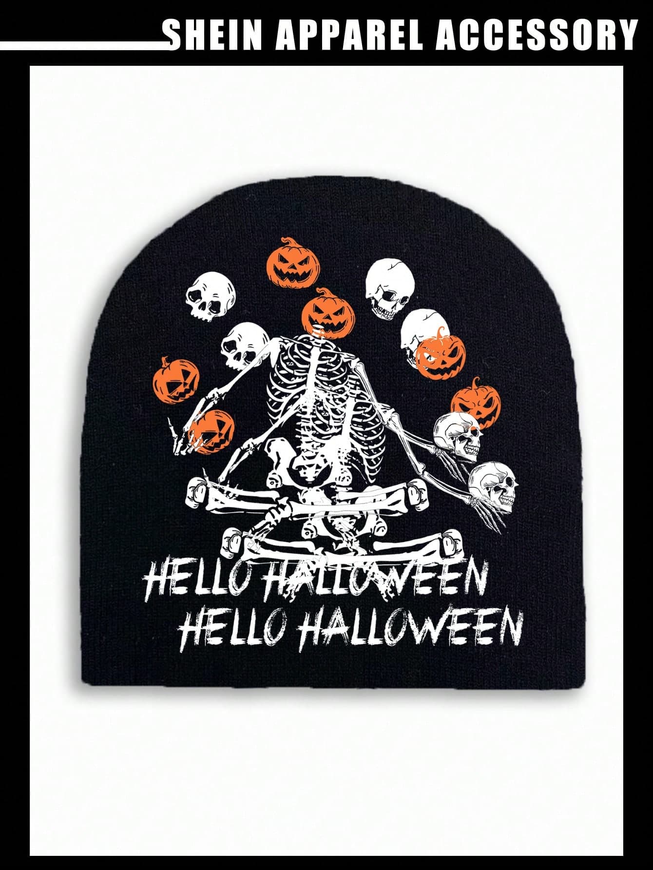 SHEIN Jacquard Knit Y2K Hat Unisex Patterned Cap Trendy Streetwear Hip Hop Letter Hat Halloween Beanie