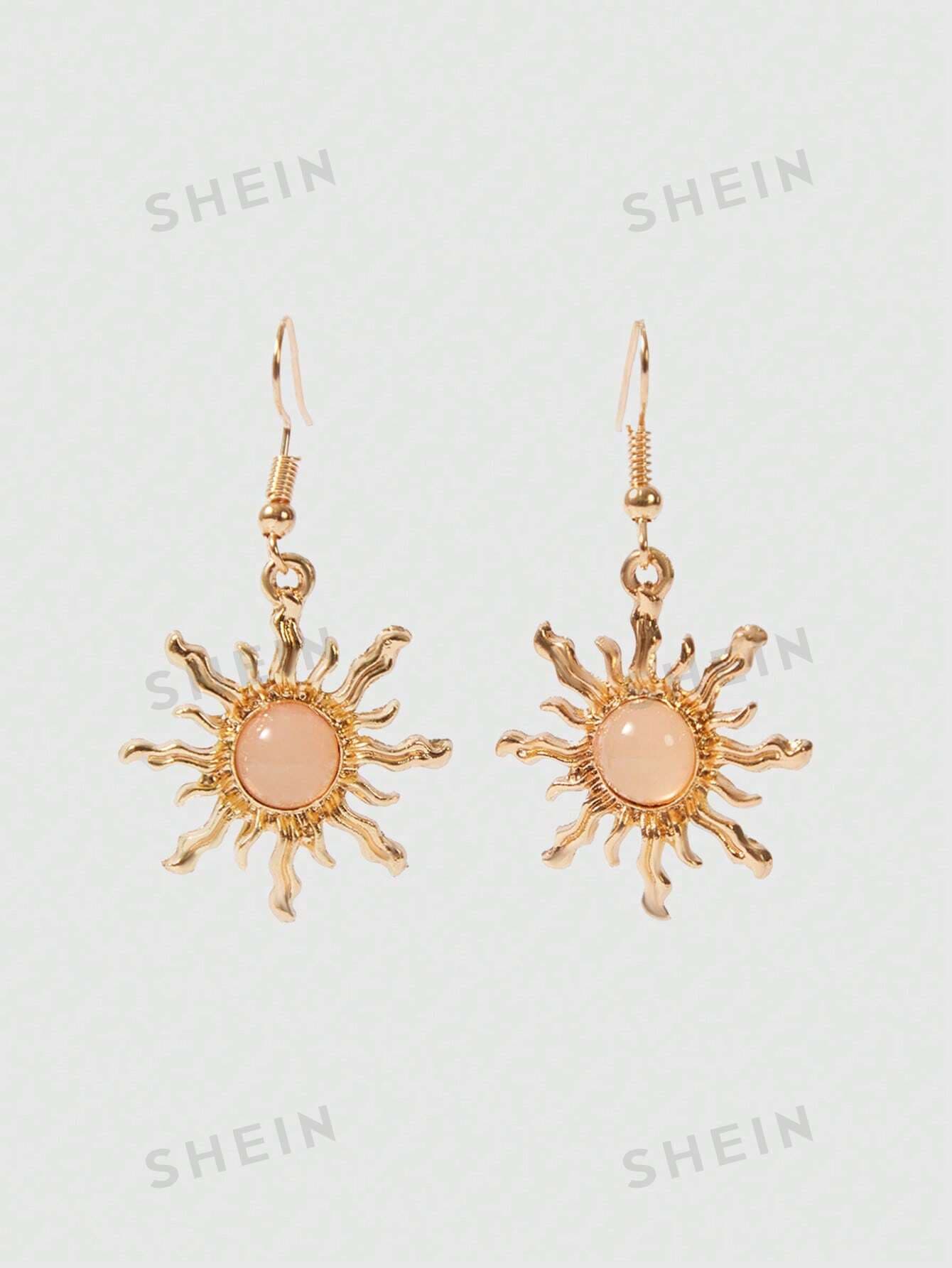 ROMWE Fairycore Personalized Cold Golden Green Sun Earrings