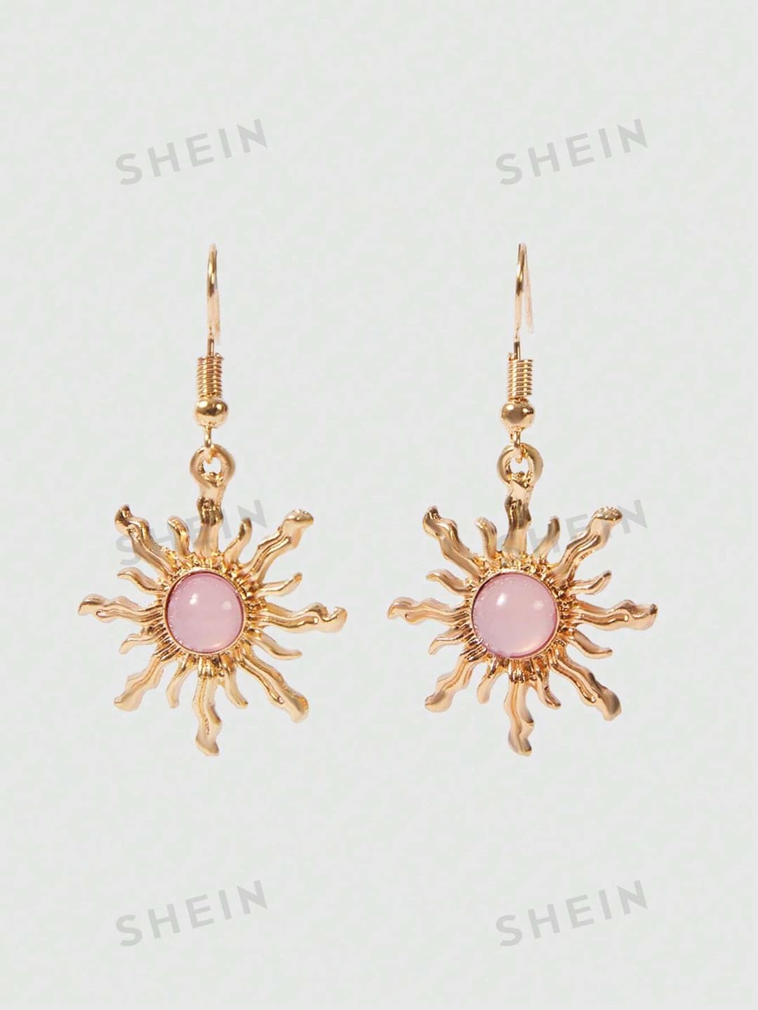 ROMWE Fairycore Stylish Gold & Green Sun Shaped Earrings