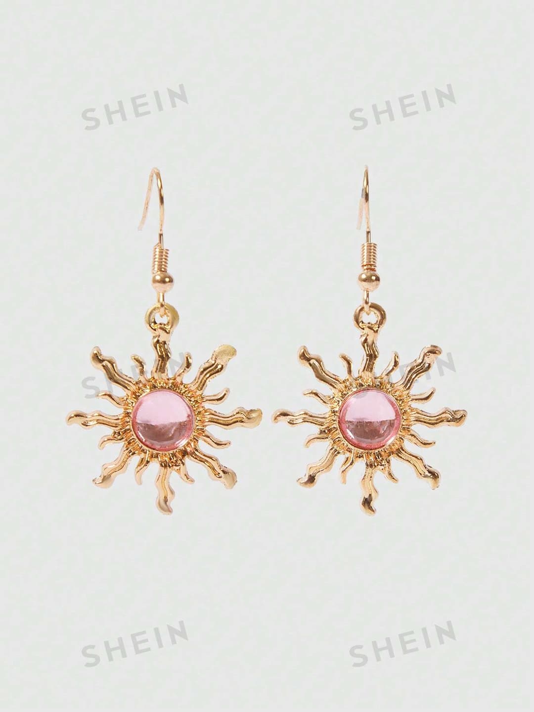 ROMWE Fairycore Personality Cool Gold-Color Green Sun-Shaped Earrings