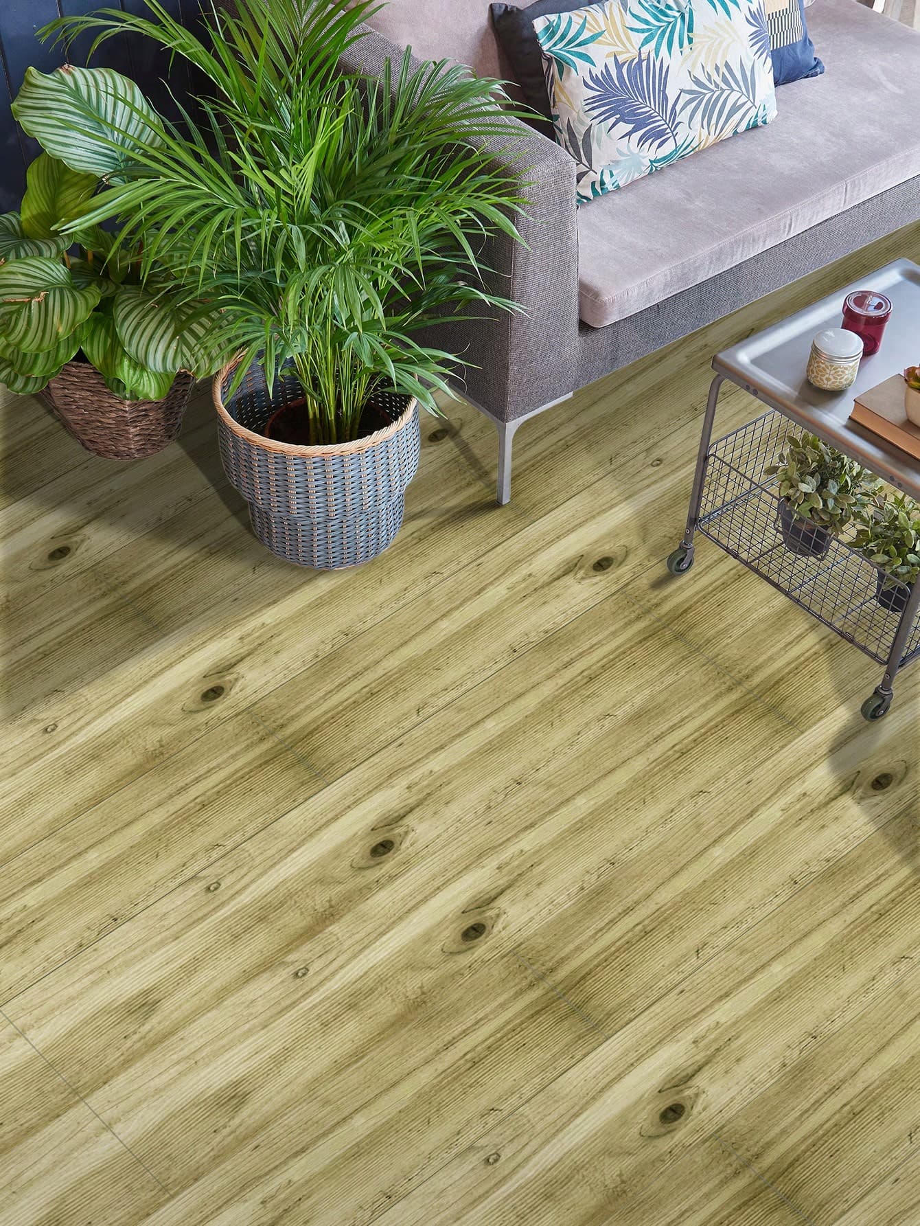 1 Roll Light-colored Classic Wood Grain Print Waterproof Wear-resistant Floor Tile Sticker Home Decoration Non-slip Self-adhesive Moisture-proof Sticker 47.24x7.1inches