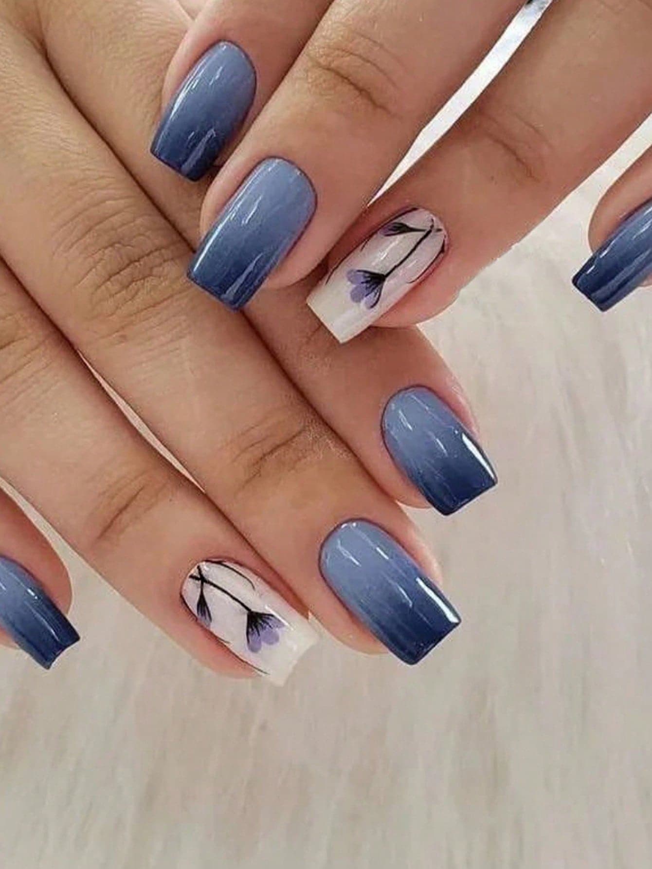 Instantly Upgrade Your Look With 24pcs Medium Square Solid Color Combination French Style Full Cover Fake Nail For Women And Girls