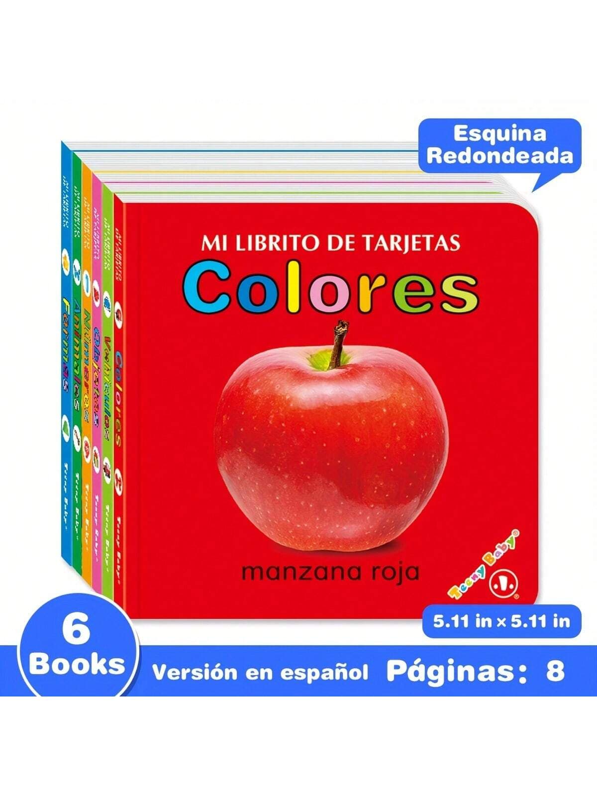 1 Set Of 6 Spanish Children's Recognition Flashcards To Improve Kids' Cognitive Ability And Visual Color Discrimination, For Use In Office, School, Drawing, Students, Markers, Stationery, Boys, Girls, And As School Supplies Halloween Decoration