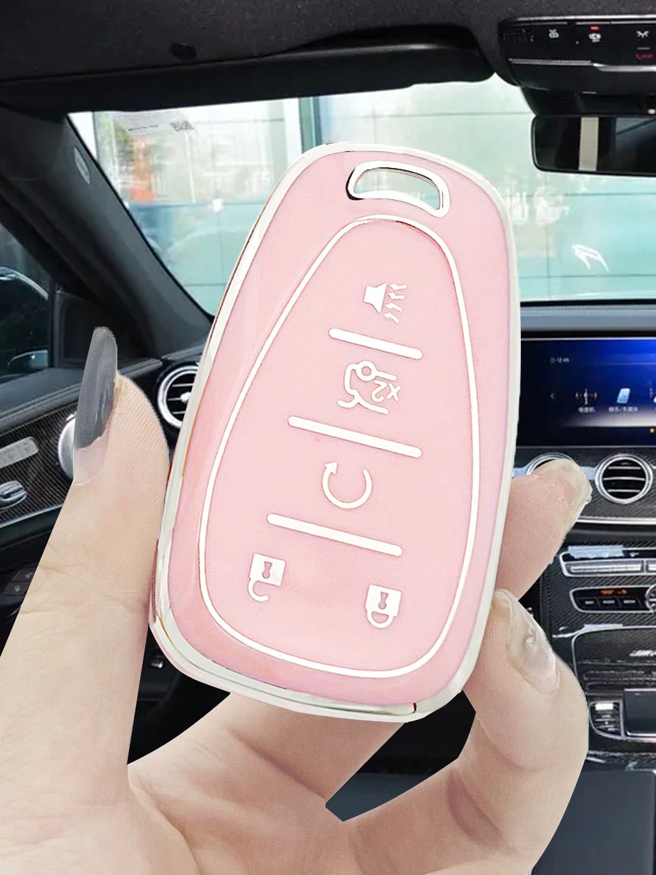 TPU Cherry Blossom Pink Couples Car Anti-Drop Key Cover Case For Chevrolet Malibu XI/Cavalier/Cruze/Trax/Sail Dedicated