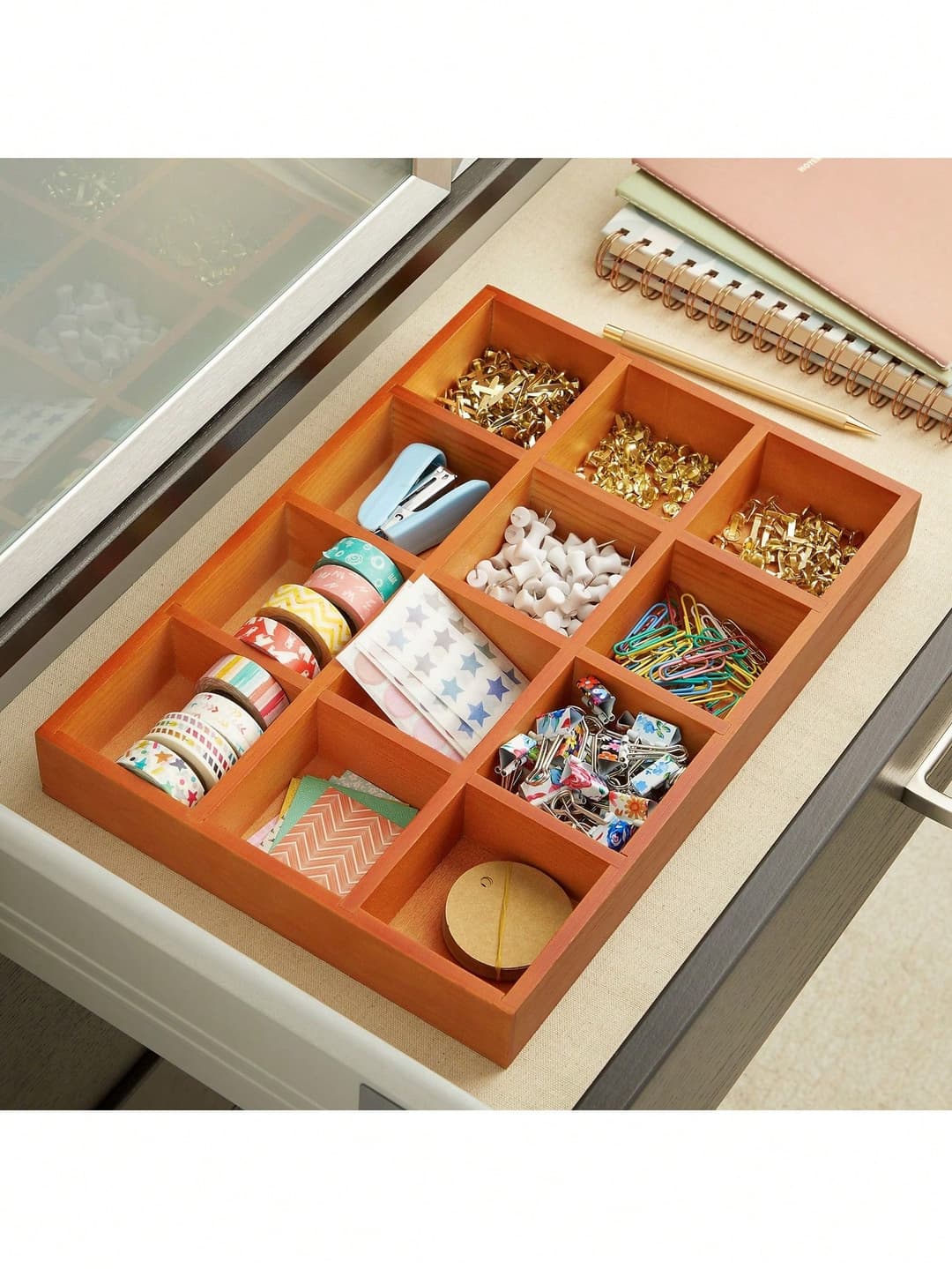 Juvale Wooden Drawer Organizer With 12 Compartments, Divided Tray For Arts And Crafts Supplies, Stationery, Small Items, 12 Grid Sorting Tray, Dark Brown (13.2 X 9.2 X 1.5 Inches) Halloween Decorations Halloween Costumes Autumn Decor Festival Decor