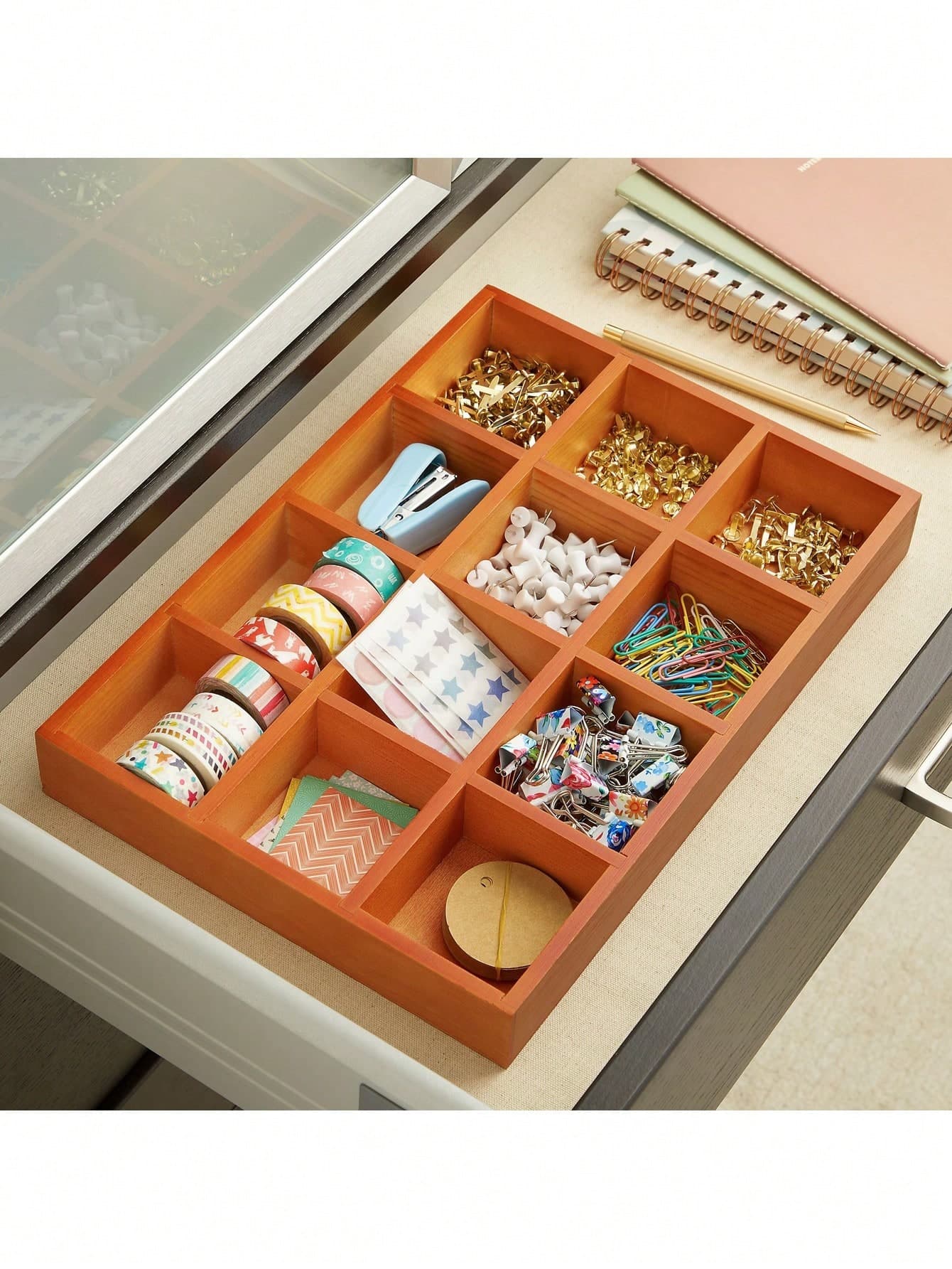 Juvale Wooden Drawer Organizer With 12 Compartments, Divided Tray For Arts And Crafts Supplies, Stationery, Small Items, 12 Grid Sorting Tray, Dark Brown (13.2 X 9.2 X 1.5 Inches) Halloween Decorations Halloween Costumes Autumn Decor Festival Decor