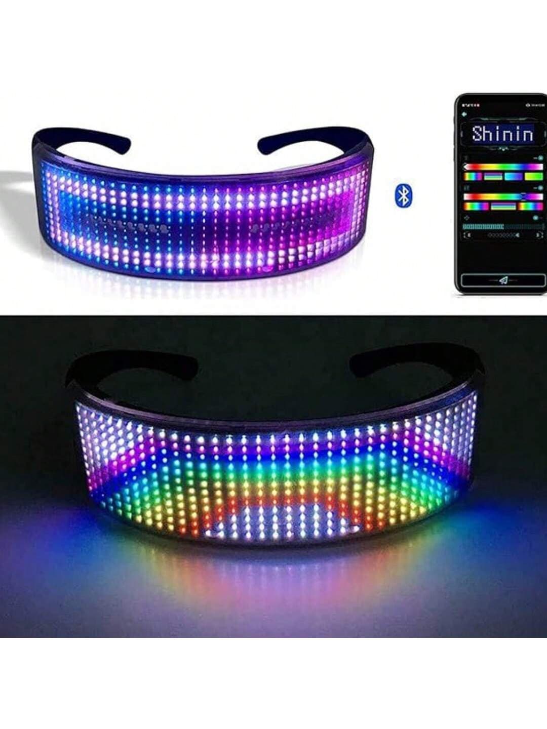 1pc Unisex LED Smart Glasses, Bluetooth & App Controlled, Flashing & Glowing, Suitable For Halloween Cosplay Parties, Great Halloween Gift