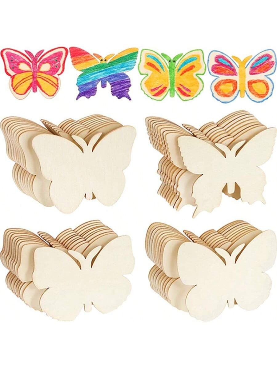 1 Set (20pcs) DIY Butterfly Decorations, Creative Hand-Painted Wooden Butterfly Cutouts For Crafts And Drawing (Random Packaging And Delivery)