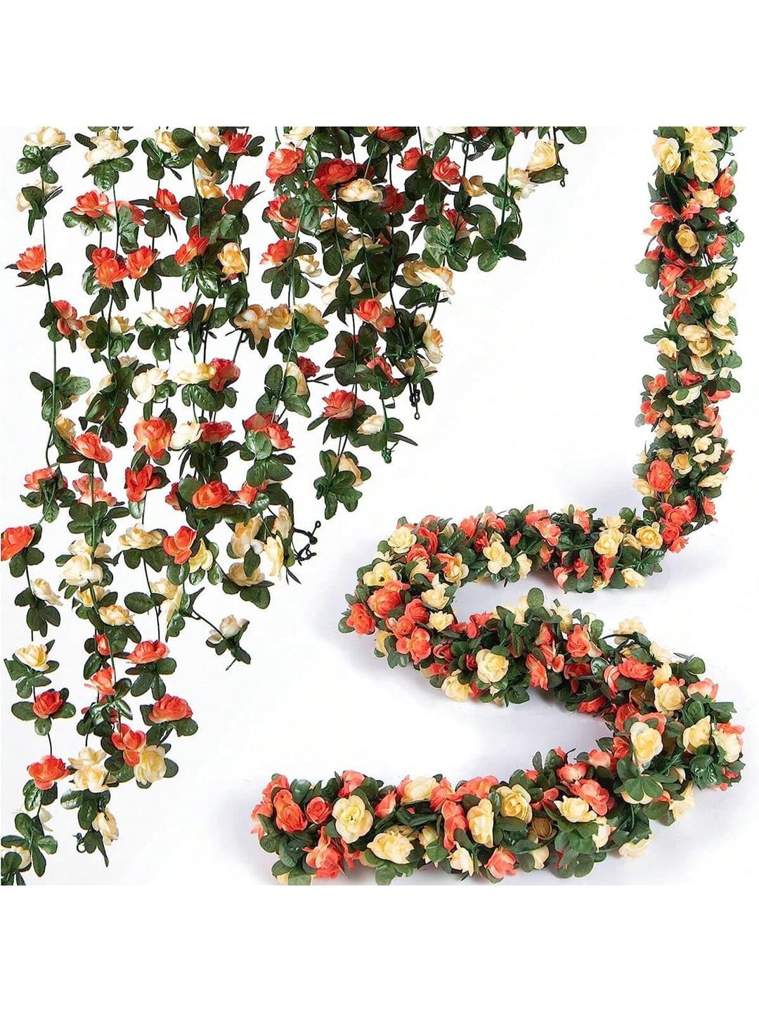 1PC Silk Roses Vine Artificial Flowers Fake Green Leaf Plants Valentine's Day Bride Bouquet For Autumn Decorations Wedding Vase For Home Dining Room Bedroom Decorations, Festival Birthday Party Accessories, Outdoor Garden Decorations