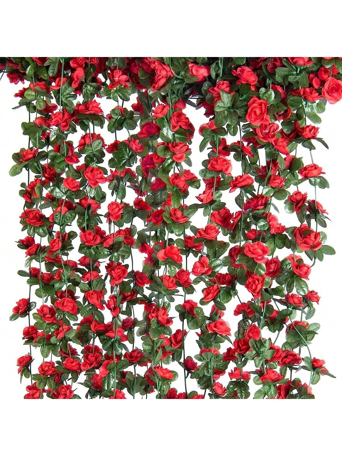 1PC Silk Roses Vine Artificial Flowers Fake Green Leaf Plants Valentine's Day Bride Bouquet For Autumn Decorations Wedding Vase For Home Dining Room Bedroom Decorations, Festival Birthday Party Accessories, Outdoor Garden Decorations