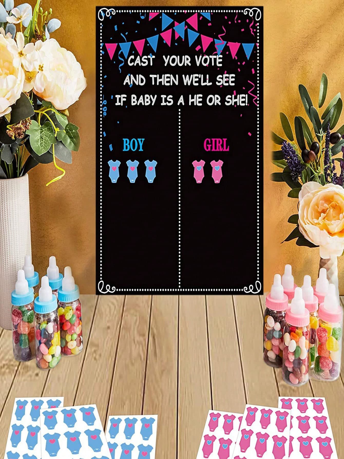 1 Set B O Y Or G I R L Gender Reveal Voting Game Poster Board Genders Stickers B A B Y Gender Reveal Party Decoration B A B Y Shower Supplies