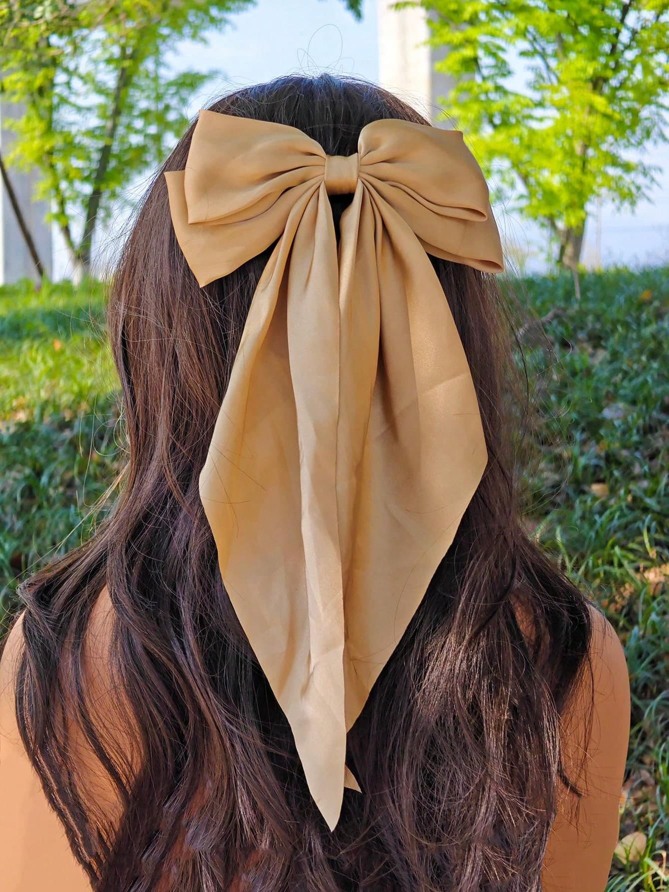 1 Pc Hair Bows For Women Big Bow Hair Clips For Girls Silky Satin Large Hair Ribbons Oversized Long Tail Hair Bows Hair Barrettes Hair Accessories Gifts Halloween