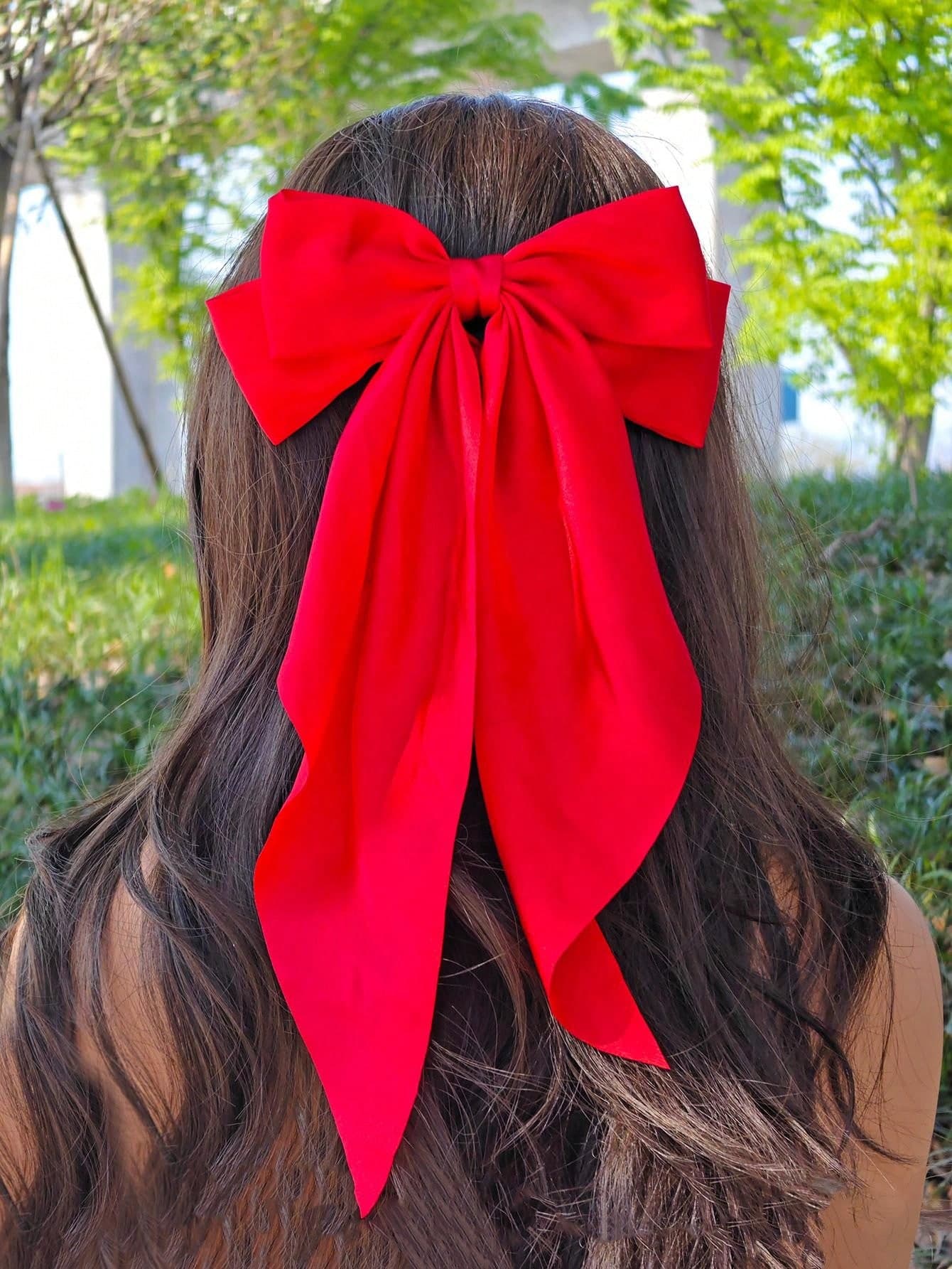 1 Pc Hair Bows For Women Big Bow Hair Clips For Girls Silky Satin Large Hair Ribbons Oversized Long Tail Hair Bows Hair Barrettes Hair Accessories Gifts Halloween