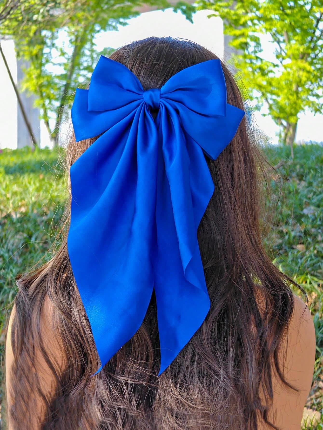 1 Pc Hair Bows For Women Big Bow Hair Clips For Girls Silky Satin Large Hair Ribbons Oversized Long Tail Hair Bows Hair Barrettes Hair Accessories Gifts Halloween