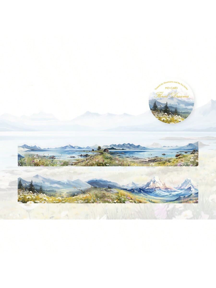 1 Roll Of 2 Meter INS Style Scenery Washi Tape, Vintage Creative Aesthetic Sticker, DIY Decoration Collage Handmade Material, Festival Gift, Personalized Scrapbook School Stationery
