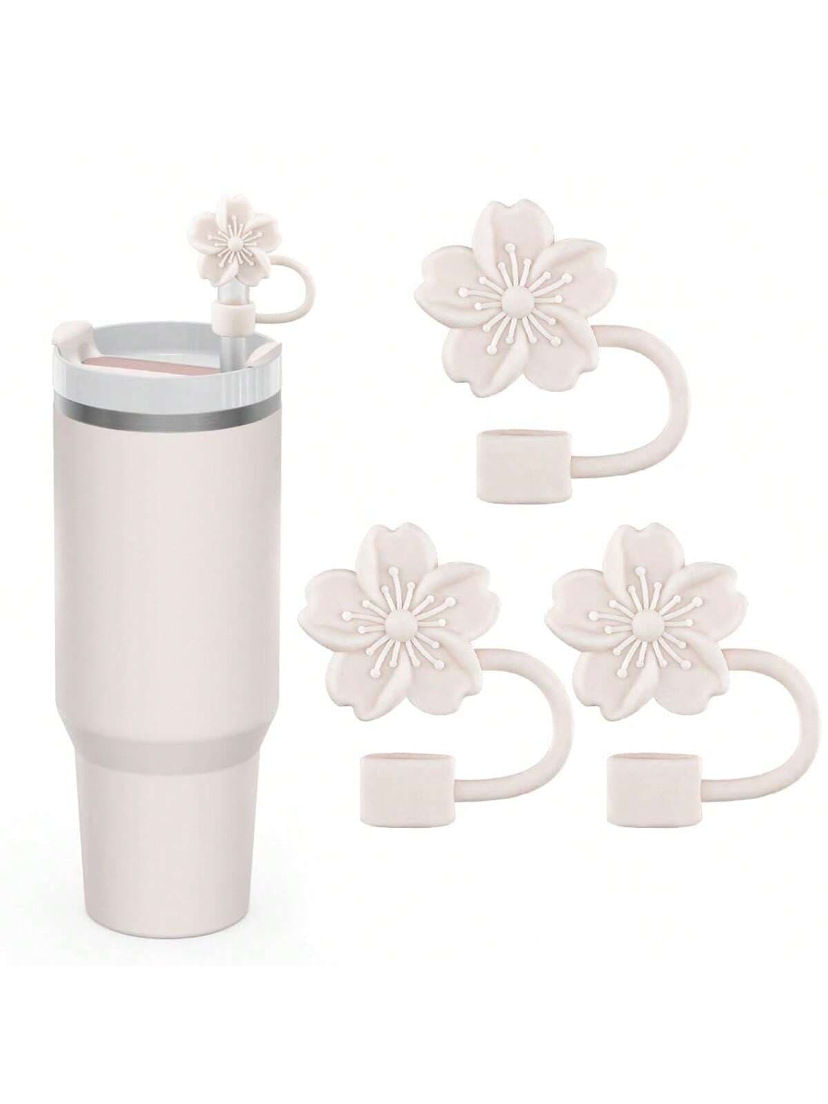 1pc/3pcs 10mm Cute Flower Silicone Straw Caps, Reusable Straw Dust Plugs For 30oz & 40oz Tumblers, Valentine's Day Gift School Supplies,Back To School