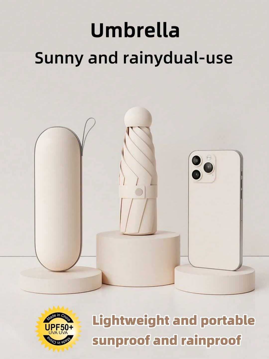 1pc UV Protection Mini Umbrella, Portable Pocket Umbrella With UV Coating, 6-Rib Reinforced And Pocket Sized Sun Umbrella, Yellow For School,Office,Household,Travel