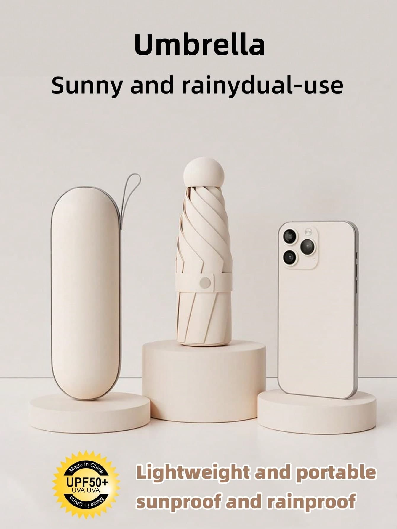 1pc UV Protection Mini Umbrella, Portable Pocket Umbrella With UV Coating, 6-Rib Reinforced And Pocket Sized Sun Umbrella, Yellow For School,Office,Household,Travel