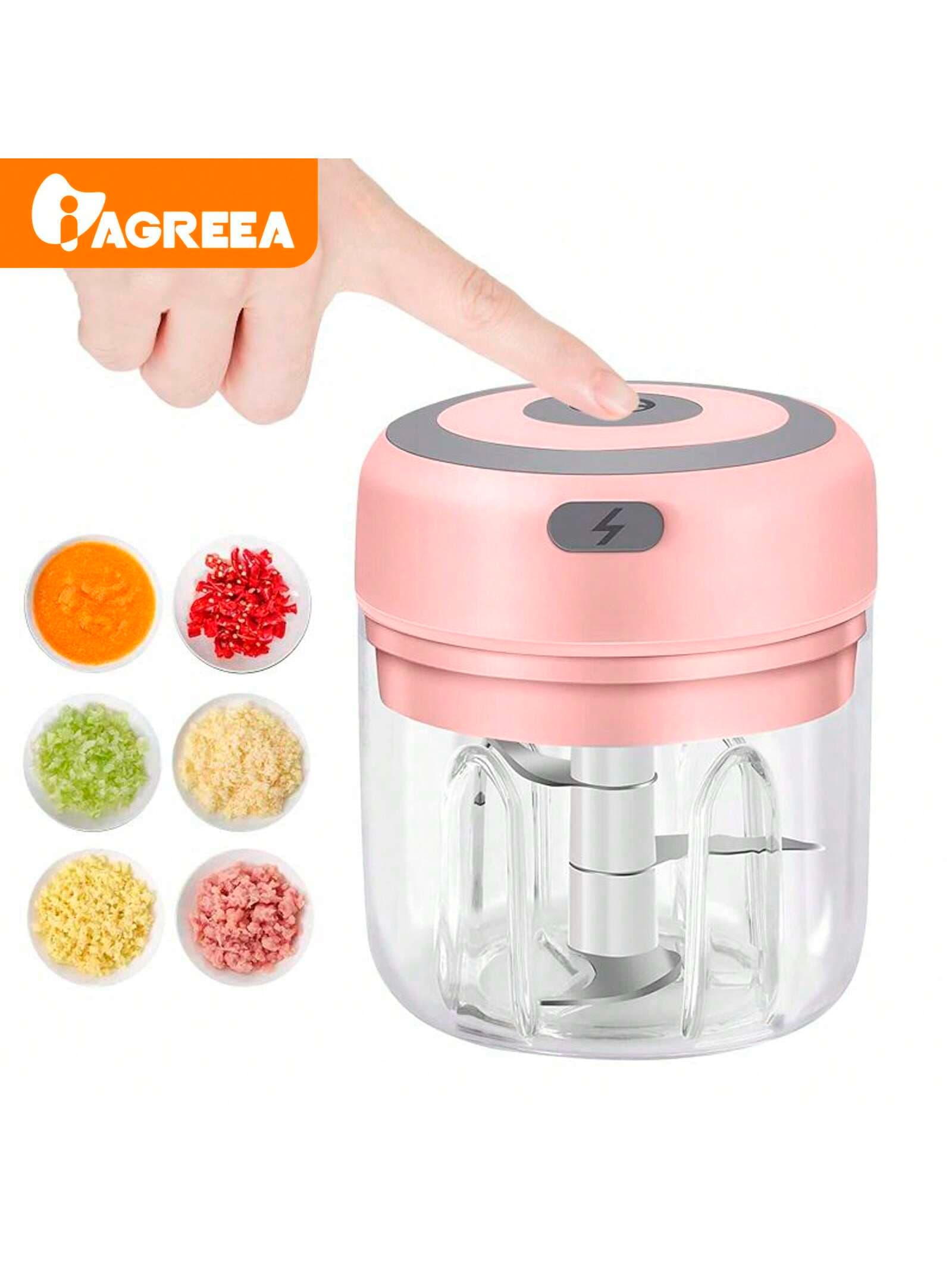 IAGREEA Electric Mixer, Electric Mini Garlic Mincer, Kitchen Mixer, Kitchen Gadgets, Food Chopper Garlic Mincer, Vegetable Chopper, Onion Chopper, Portable Small Food Processor For Garlic, Ginger, Chili, Vegetables