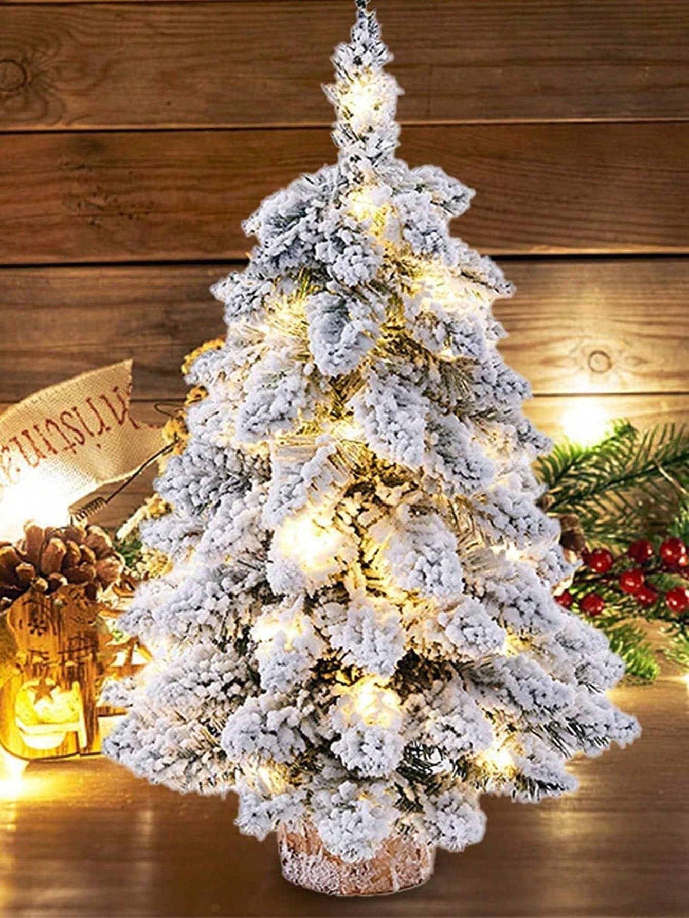 Tabletop Mini Christmas Tree, 17.81" Artificial Christmas Tree Miniature Pine Christmas Tree With Linen Base Perfect For Christmas Decorations, Home, Kitchen, Dining Table