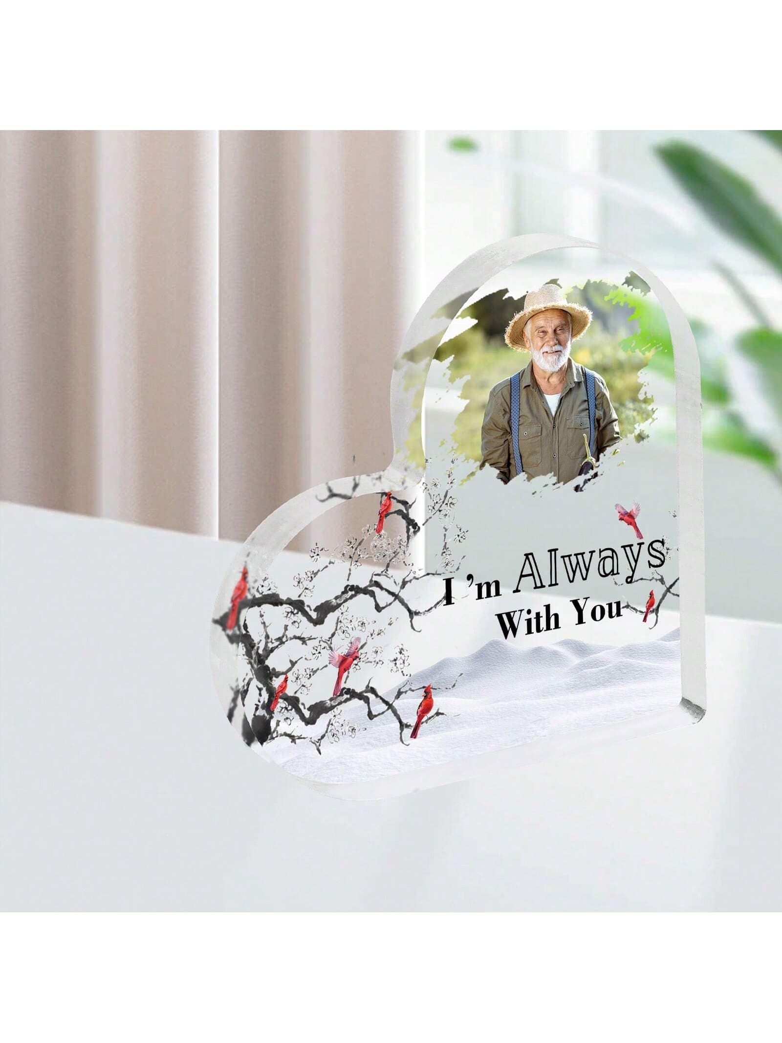 Sympathy Gifts For Loss Of Loved One,1pc Heart Acrylic Personalized Photo Plaque For Desks,Missing Mom In Heaven Gifts,In Loving Memory Gifts For Dad,Memorial Plaque Gift For Family,Grief Gifts For Loss Of Husband,Personalized Picture Sign Gifts For Women,Custom Photo Plate Gifts For Man,In Memory Of Loved One Gifts,Desk Picture Plate Personalized