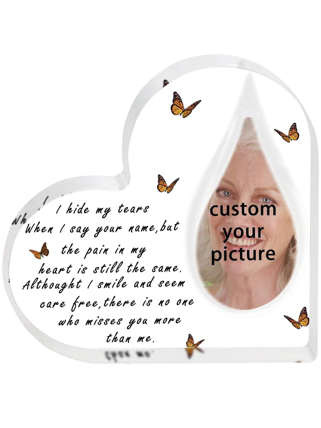 Sympathy Gifts For Loss Of Loved One,1pc Heart Acrylic Personalized Photo Plaque For Desks,Missing Mom In Heaven Gifts,In Loving Memory Gifts For Dad,Memorial Plaque Gift For Family,Grief Gifts For Loss Of Husband,Personalized Picture Sign Gifts For Women,Custom Photo Plate Gifts For Man,In Memory Of Loved One Gifts,Desk Picture Plate Personalized