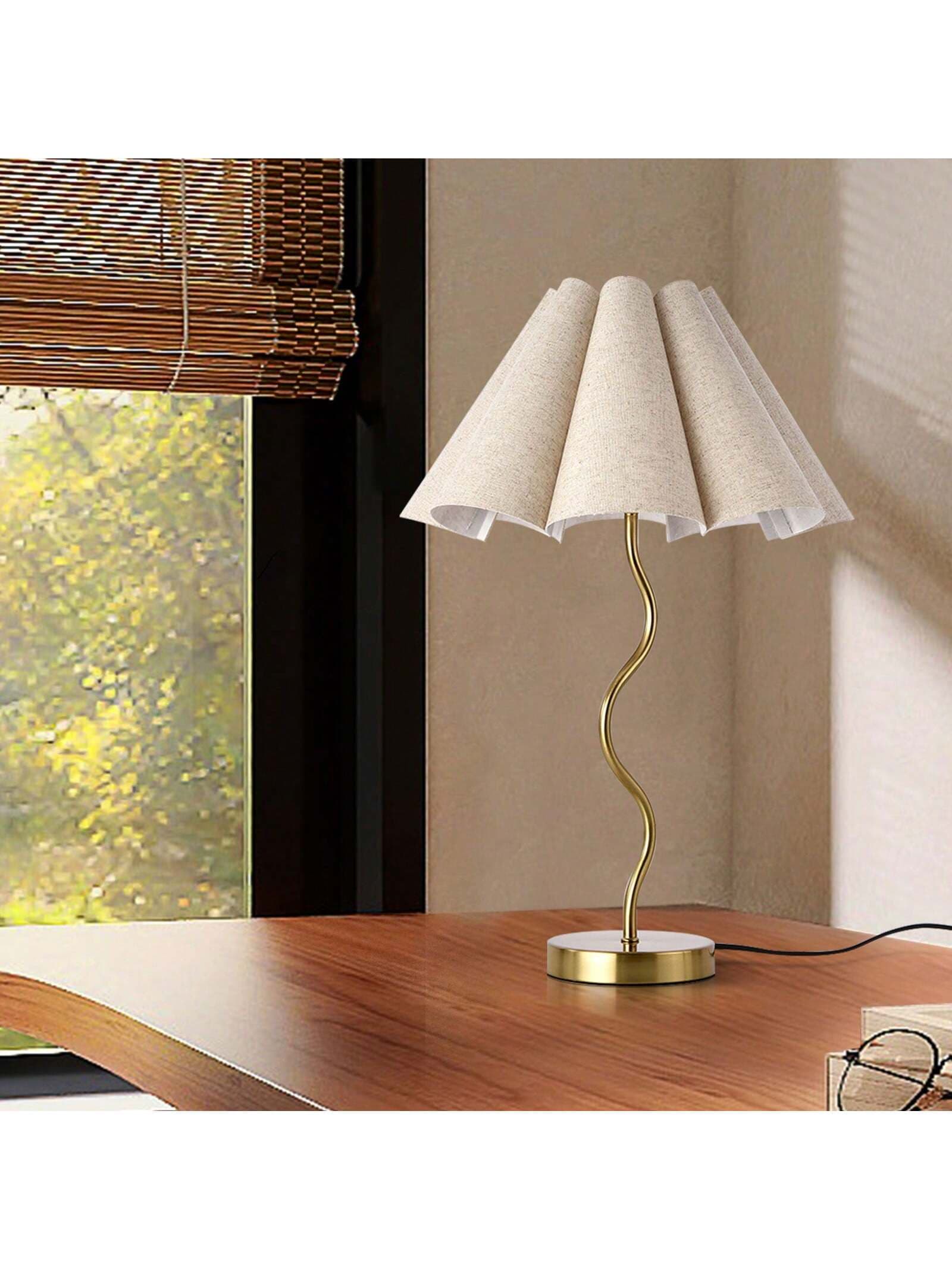 KUNJOULAM Small Table Lamp, Bedside Nightstand Lamp With Adjustable Beige Lampshade, Morden Mini Desk Lamp For Bedroom Home Office Decor