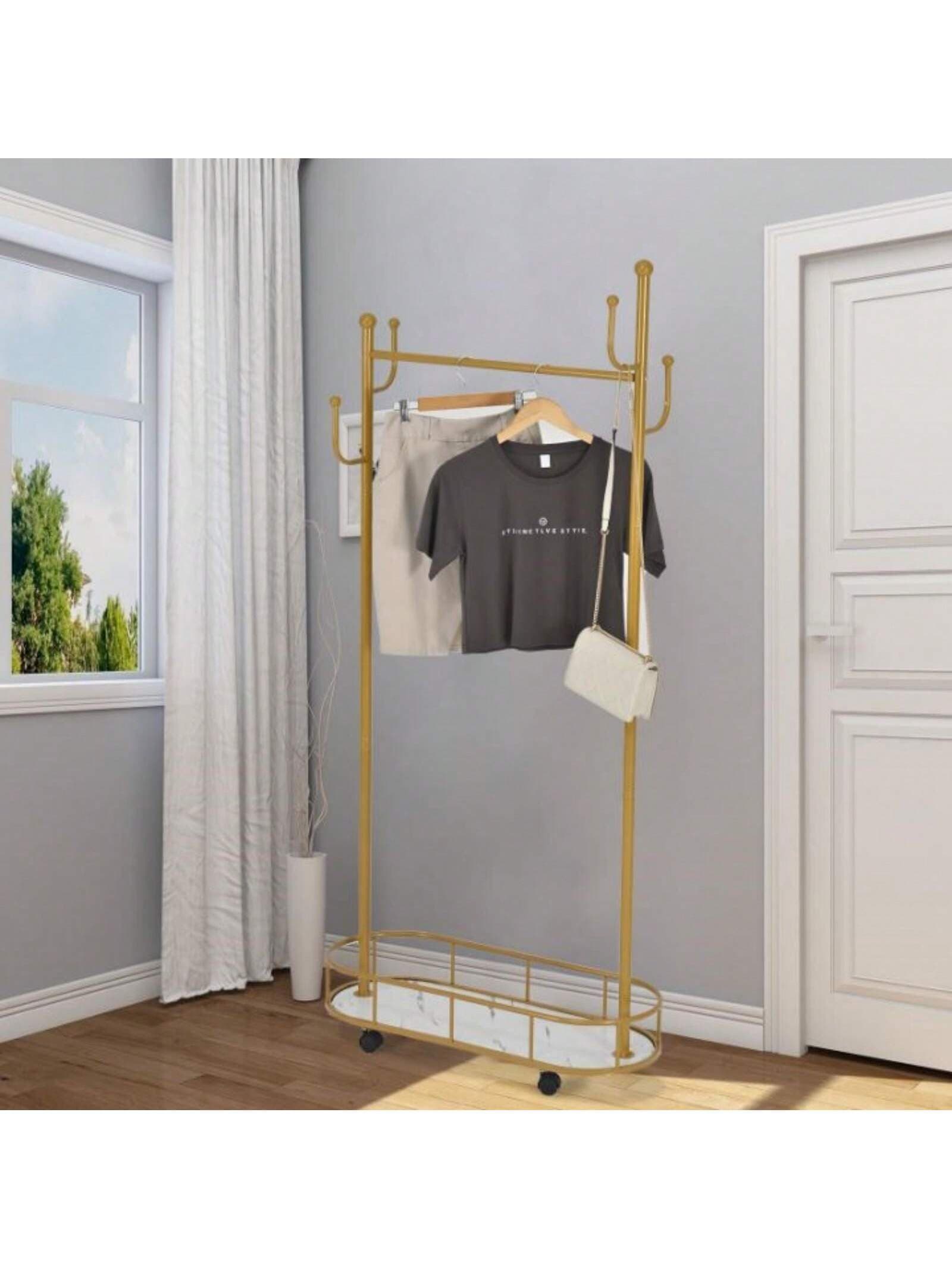 31.4in Gold Garment Rack Metal Wardrobe Rack With Wheels Closet Hanger Rack For Coats, Shirts, Dress Halloween Decorations Halloween Costumes Autumn Decor Festival Decor