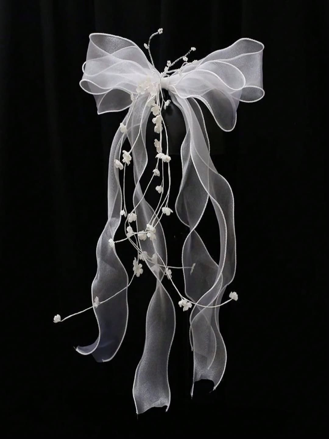 1pc Tulle Bow Headpiece Minimalist Wedding Veil Hair Accessory Witch