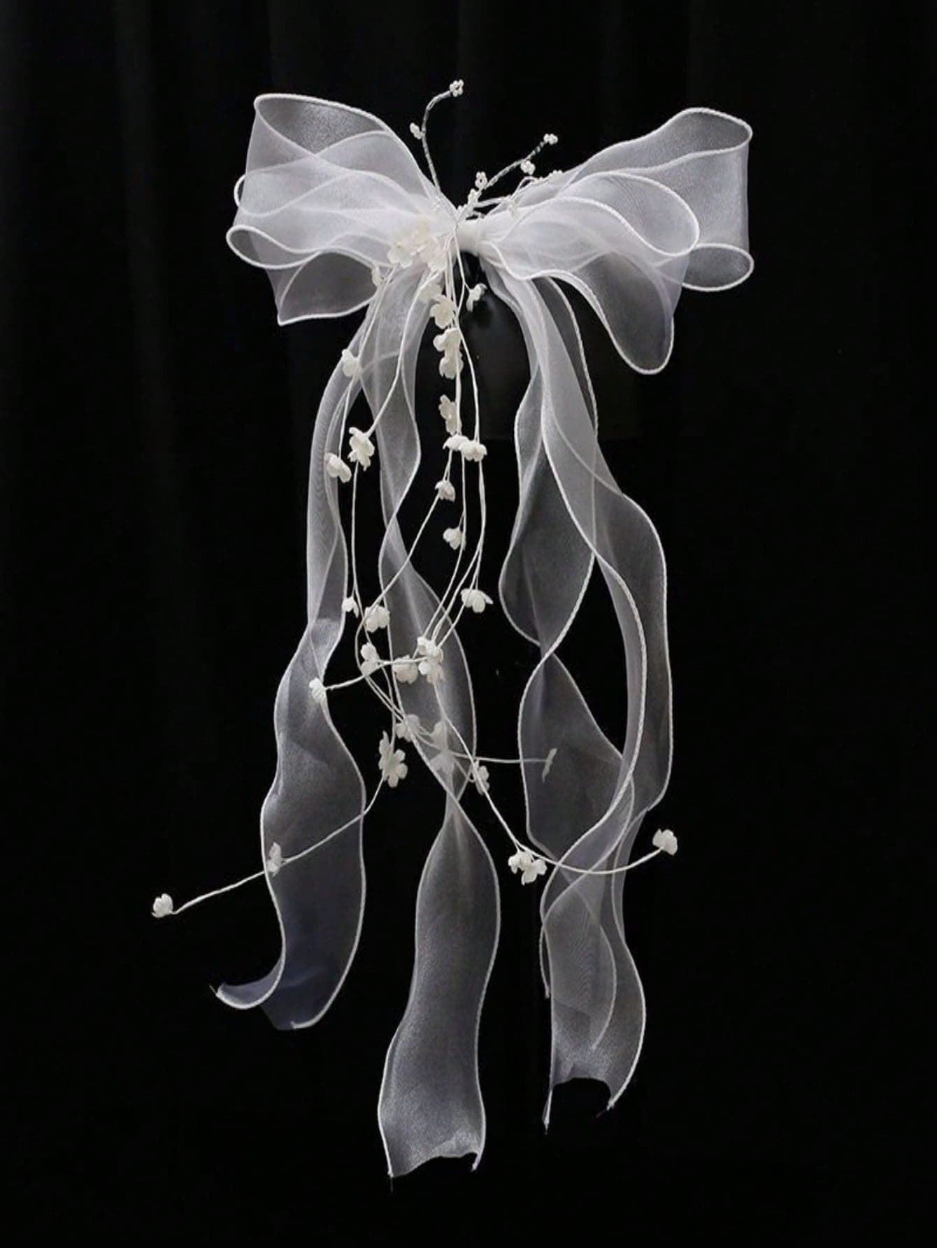 1pc Tulle Bow Headpiece Minimalist Wedding Veil Hair Accessory Witch