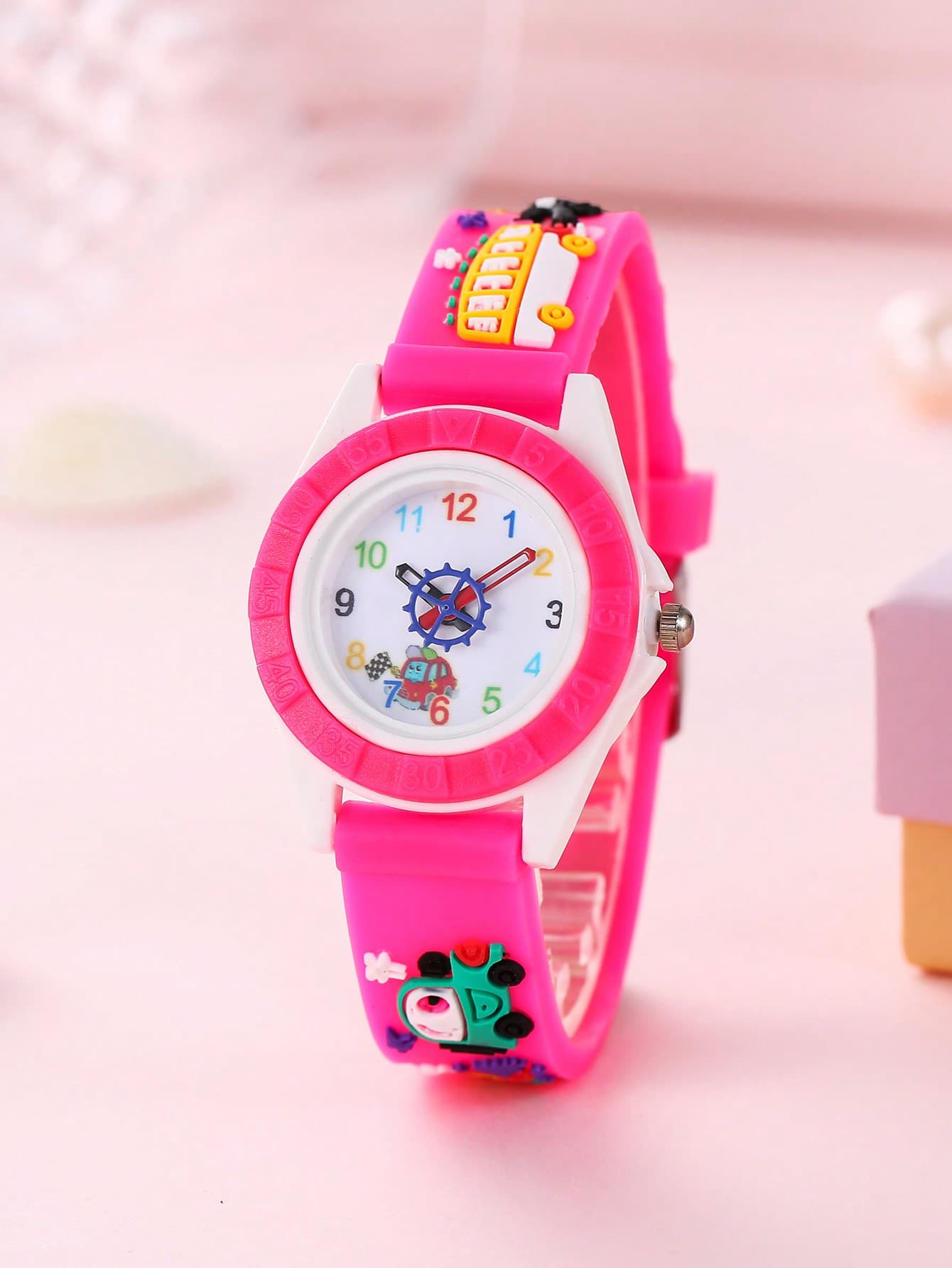 New Fashion 12 Digit Cartoon Car Pattern Children's Silicone Band Watch