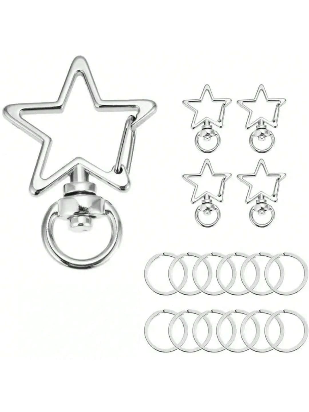 20pcs Irregular Pentagram Shaped Metal Spring Keychain Hook Accessories For DIY