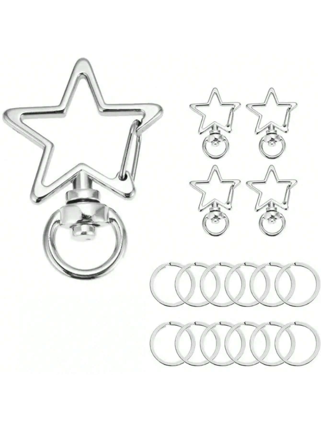 20pcs Irregular Pentagram Shaped Metal Spring Keychain Hook Accessories For DIY