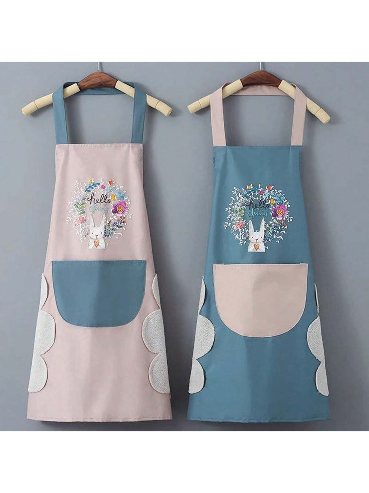 New Floral Rabbit Waterproof Apron, Oil&Water Resistant, High-Quality Apron For Home Kitchen Use