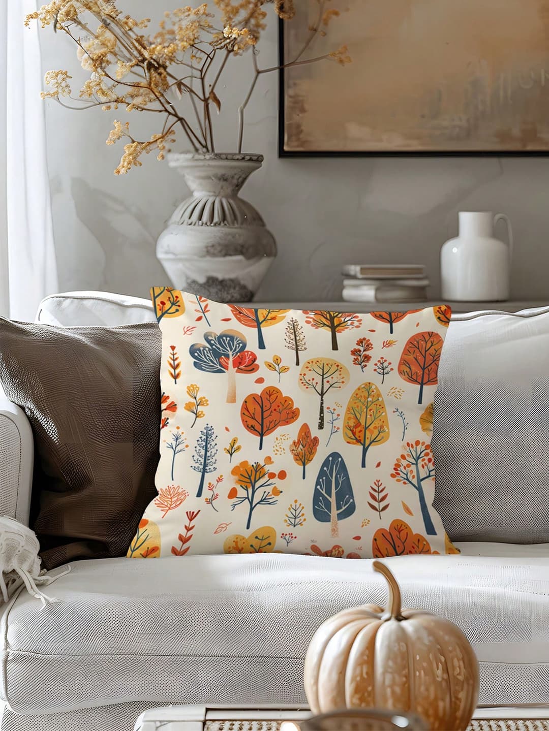 1pc Tree Pattern Decorative Throw Pillow Cover (Pillow Insert Not Included), Soft & Comfortable Single-Sided Printed Cushion Cover For Bedroom, Living Room, Sofa, Party Decoration