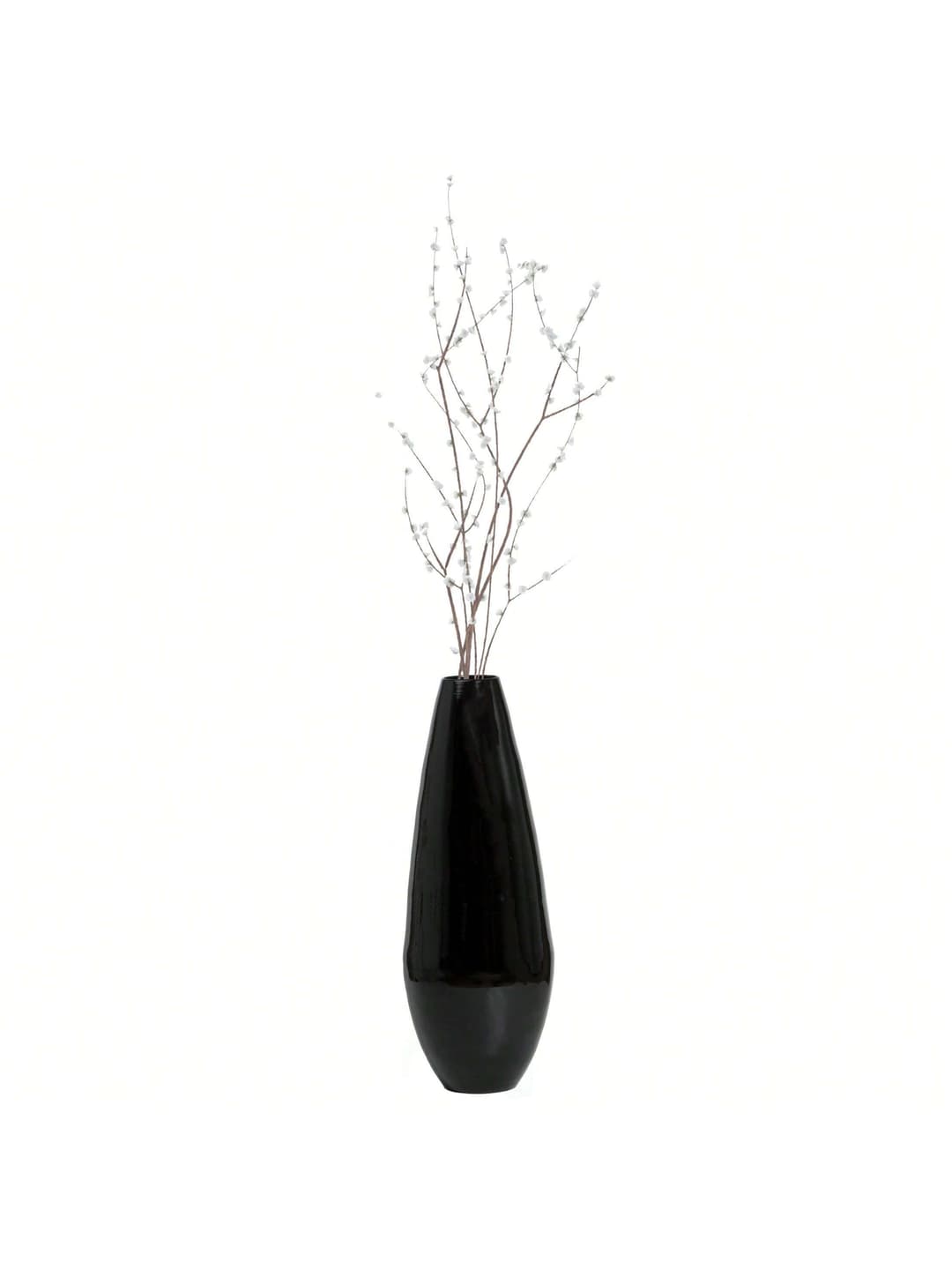 31.5" Spun Bamboo Tall Floor Vase - Sleek Metallic Finish, Elegant Home Decoration, Modern Accent Piece, Living Room Decor, Handcrafted Bamboo Art, Contemporary Interior Design, Unique Tall Vase, Black Large