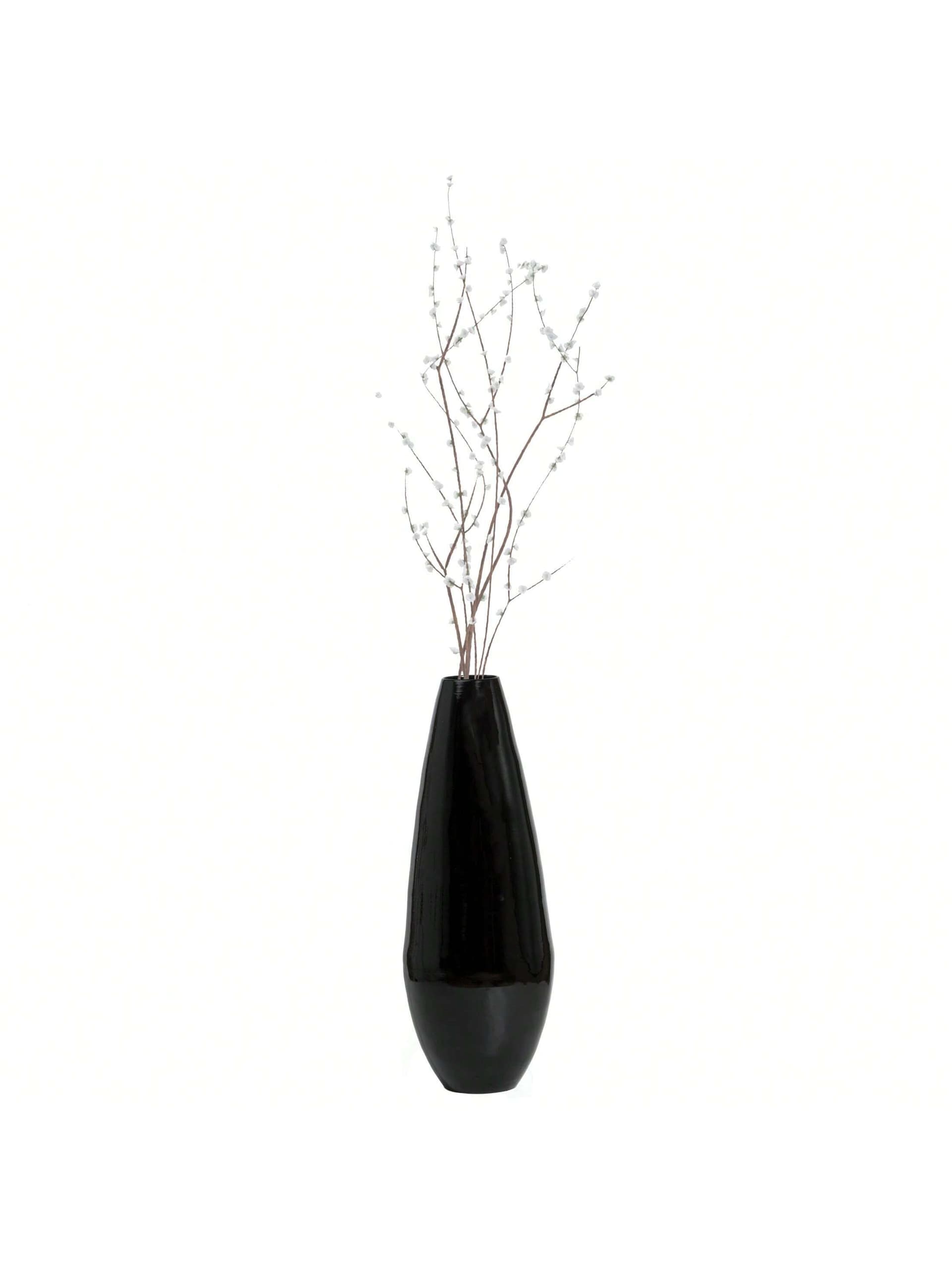 31.5" Spun Bamboo Tall Floor Vase - Sleek Metallic Finish, Elegant Home Decoration, Modern Accent Piece, Living Room Decor, Handcrafted Bamboo Art, Contemporary Interior Design, Unique Tall Vase, Black Large