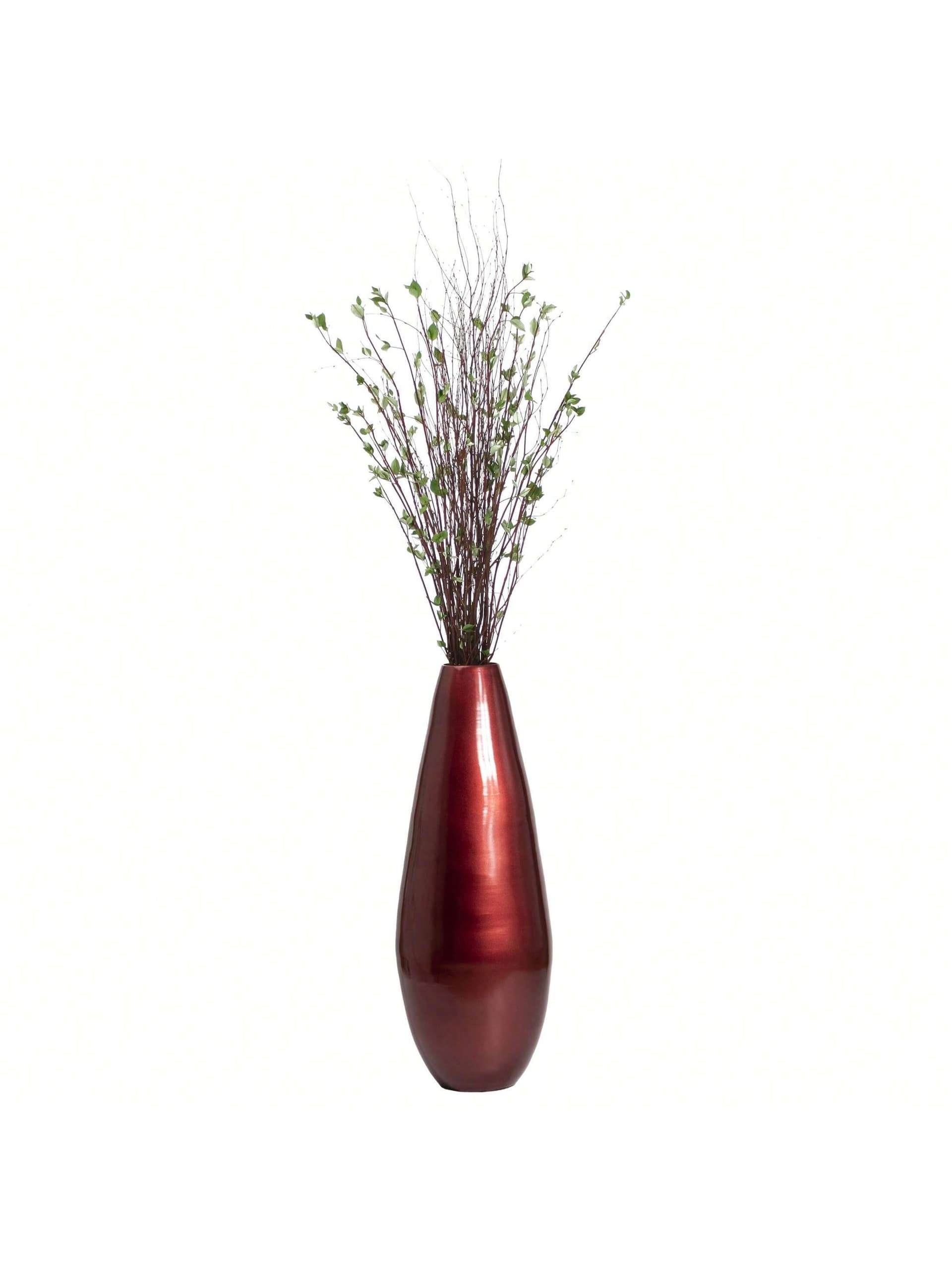 31.5" Spun Bamboo Tall Floor Vase - Sleek Metallic Finish, Elegant Home Decoration, Modern Accent Piece, Living Room Decor, Handcrafted Bamboo Art, Contemporary Interior Design, Unique Tall Vase, Black Large