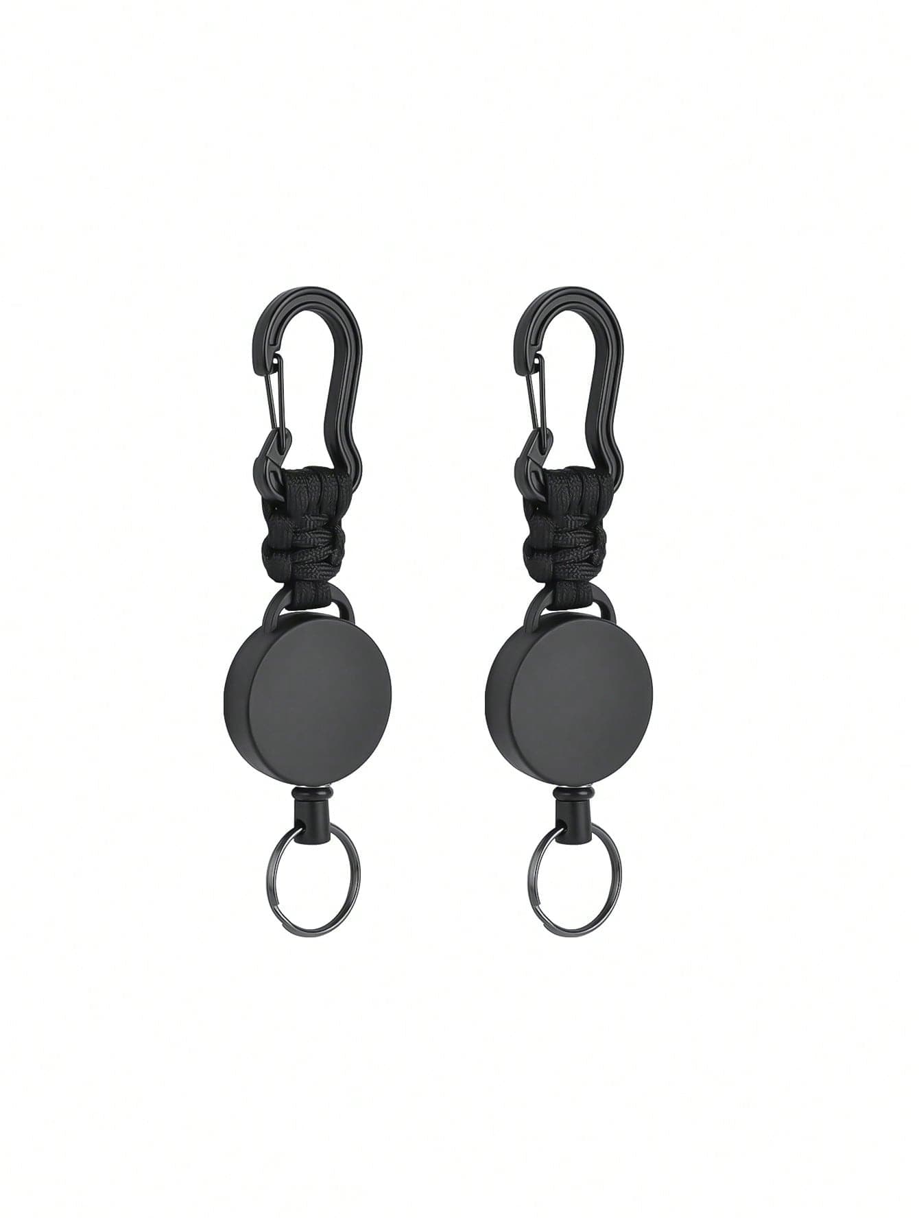 1 Piece Retractable Keychain, Heavy Duty Tactical Carabiner Key Reel (With Rope), ID Holder Key Reel