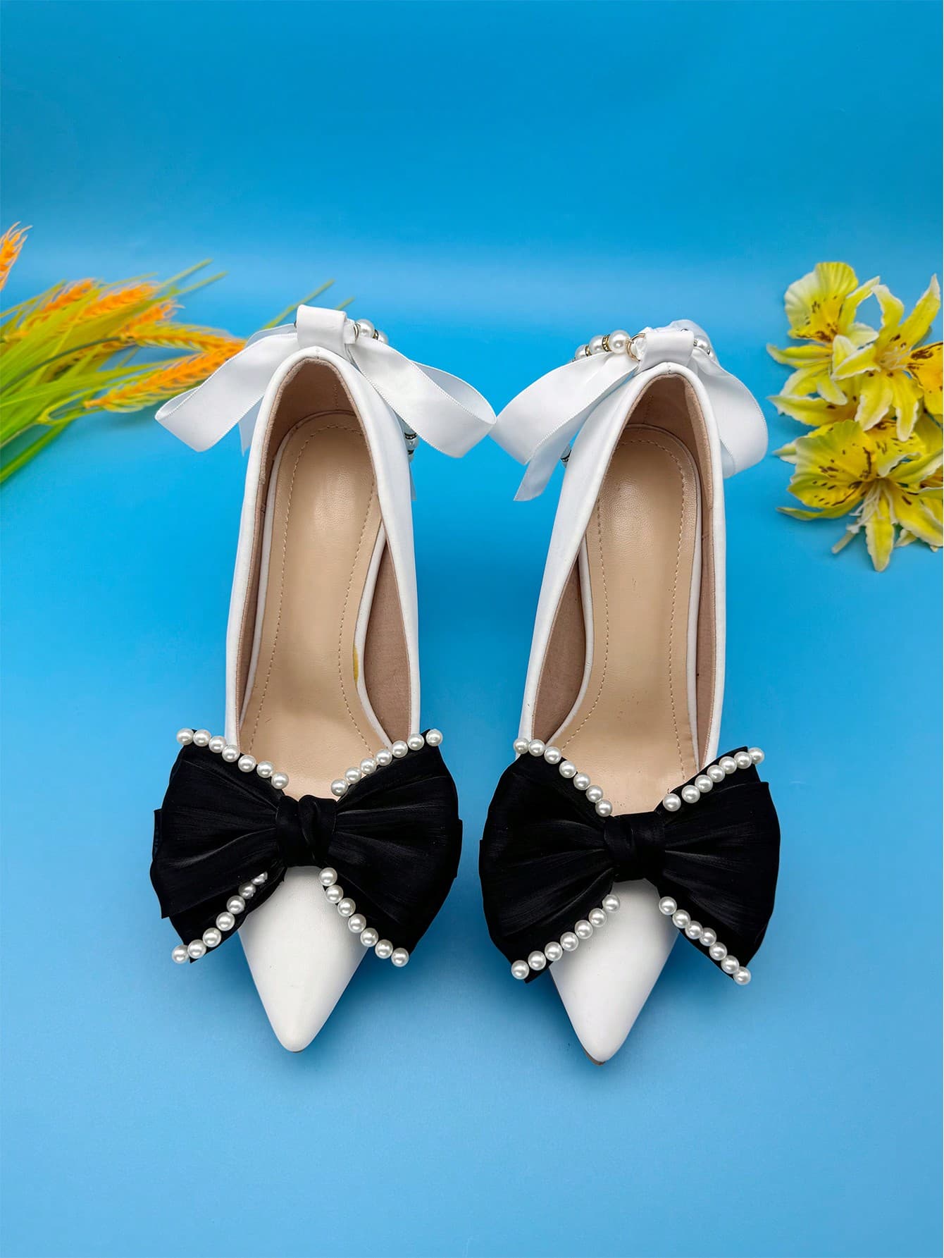 New Trendy Detachable Handmade Shoe Ornaments, Glossy Fabric Bowknot Pearl Shoe Clips Decoration For High Heels & Sandals, Fashion Shoe Accessories