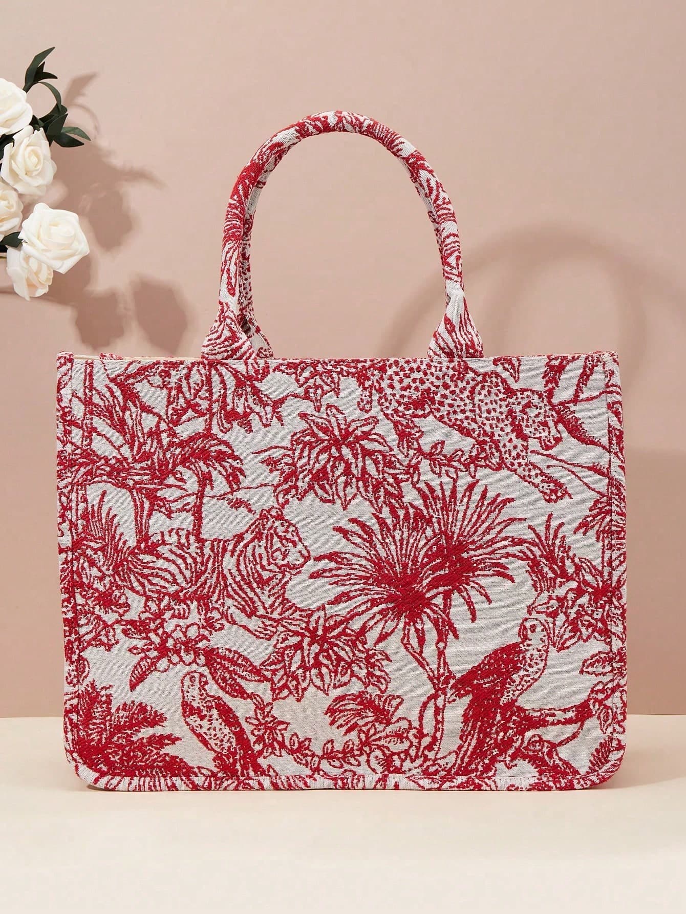 Spring New Jacquard Embroidered Large Capacity Tote Bag Shoulder Bag (Pattern Random)