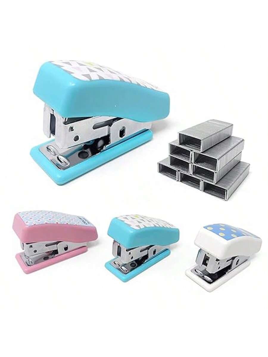 1PC Mini Stapler With Staples Portable Stapler Portable Mini Cute Desktop Stapler Set With Staples Student Stationery Office Supplies, Manual Stapler