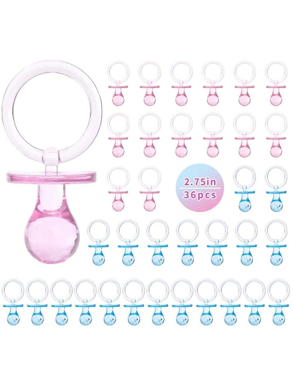 36pcs Acrylic Pacifiers, 2.75 Inch Shower Decorative Pacifiers, Gender Reveal Party Tabletop Confetti, Birthday Party Favors, Pacifier Rattle Game (For Adults)