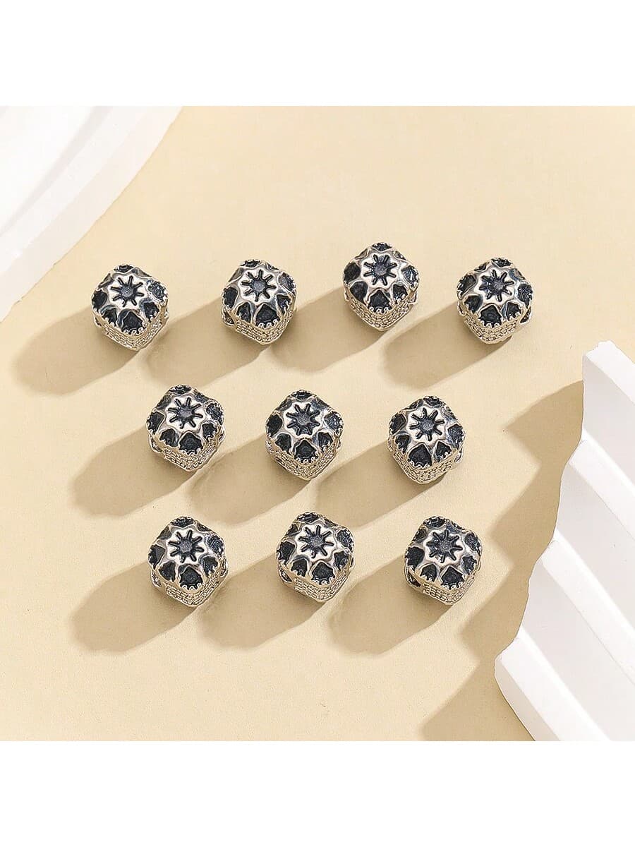 10pcs Navy Blue Square Beads, Retro Oil Drop Square Beads For DIY Bracelet Jewelry Making Accessories